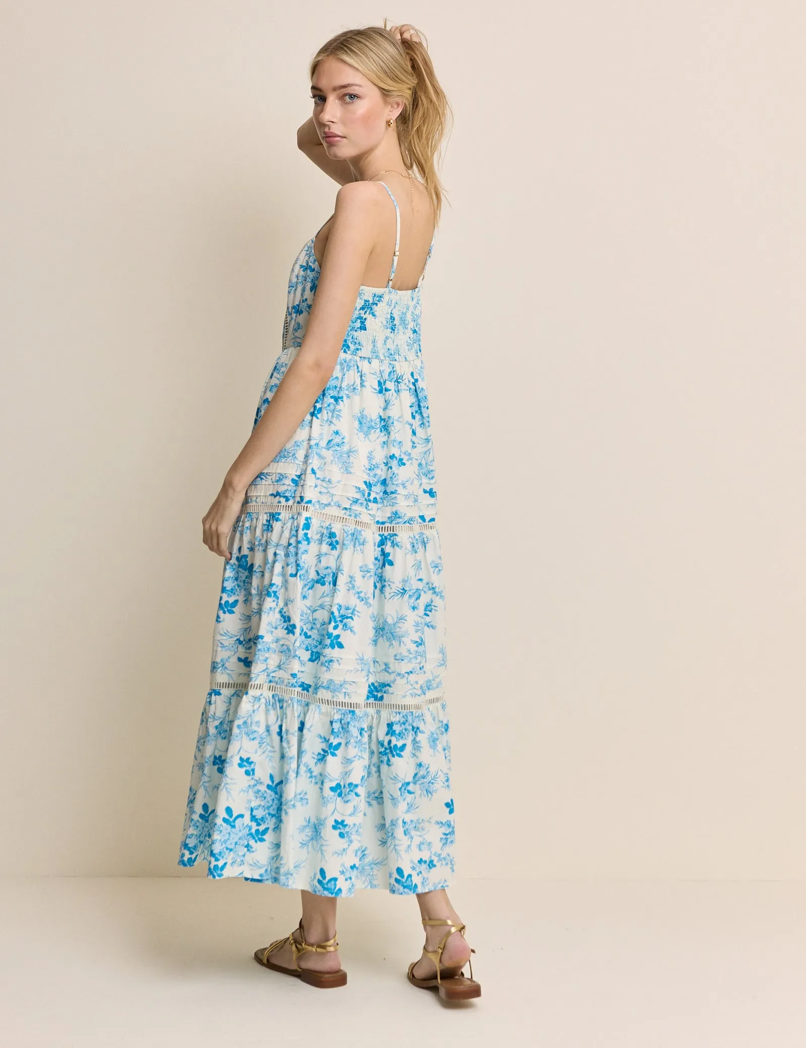 Blue Floral Tiered Hayden Midi Dress sold by Nobody's Child product image thumbnail 5