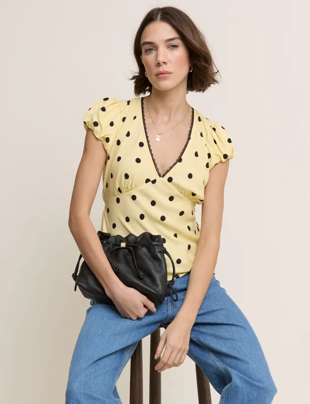 Yellow Polka Dot Lace Trim Top made by Nobody's Child