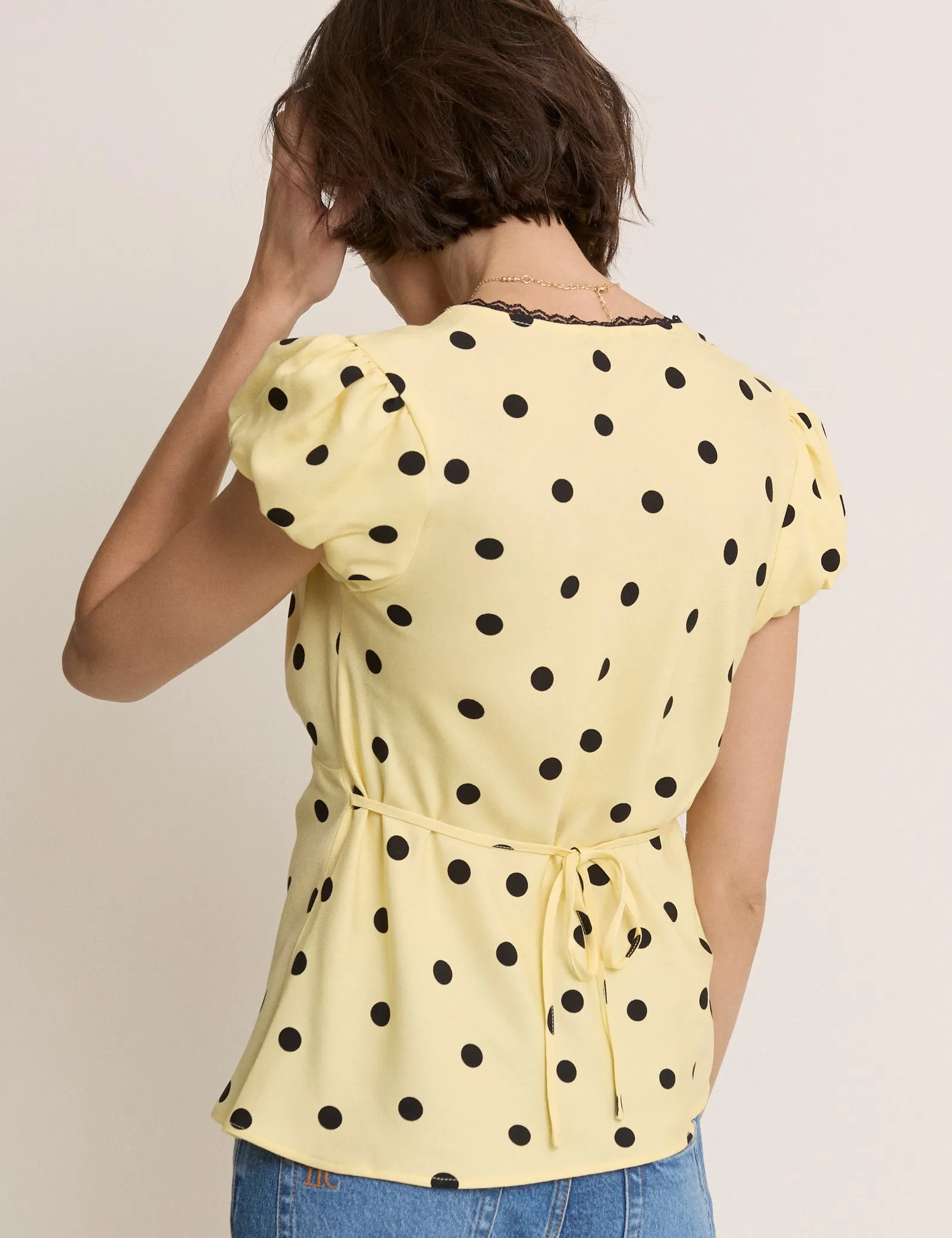 Yellow Polka Dot Lace Trim Top sold by Nobody's Child product image thumbnail 5