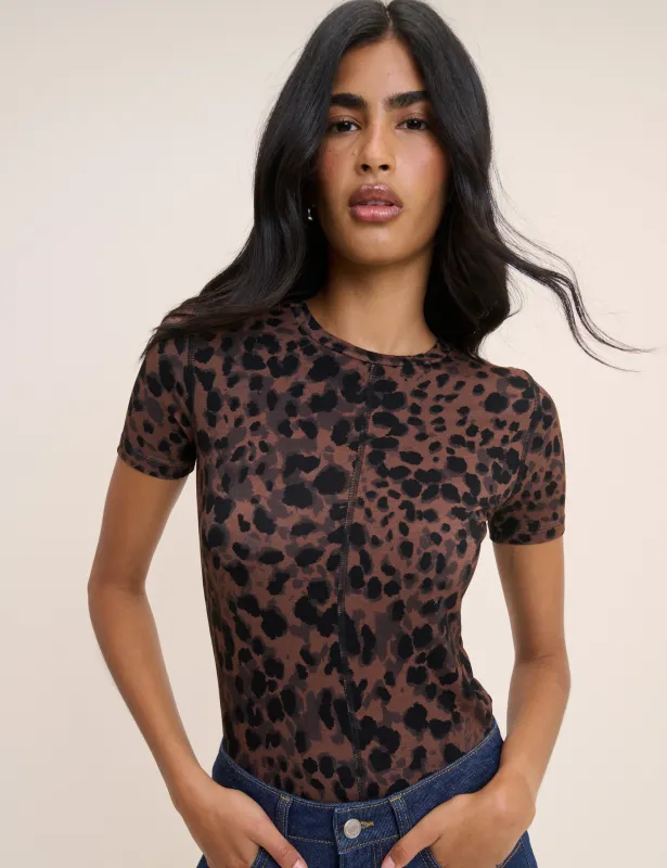 Brown Leopard Print Jersey Top made by Nobody's Child