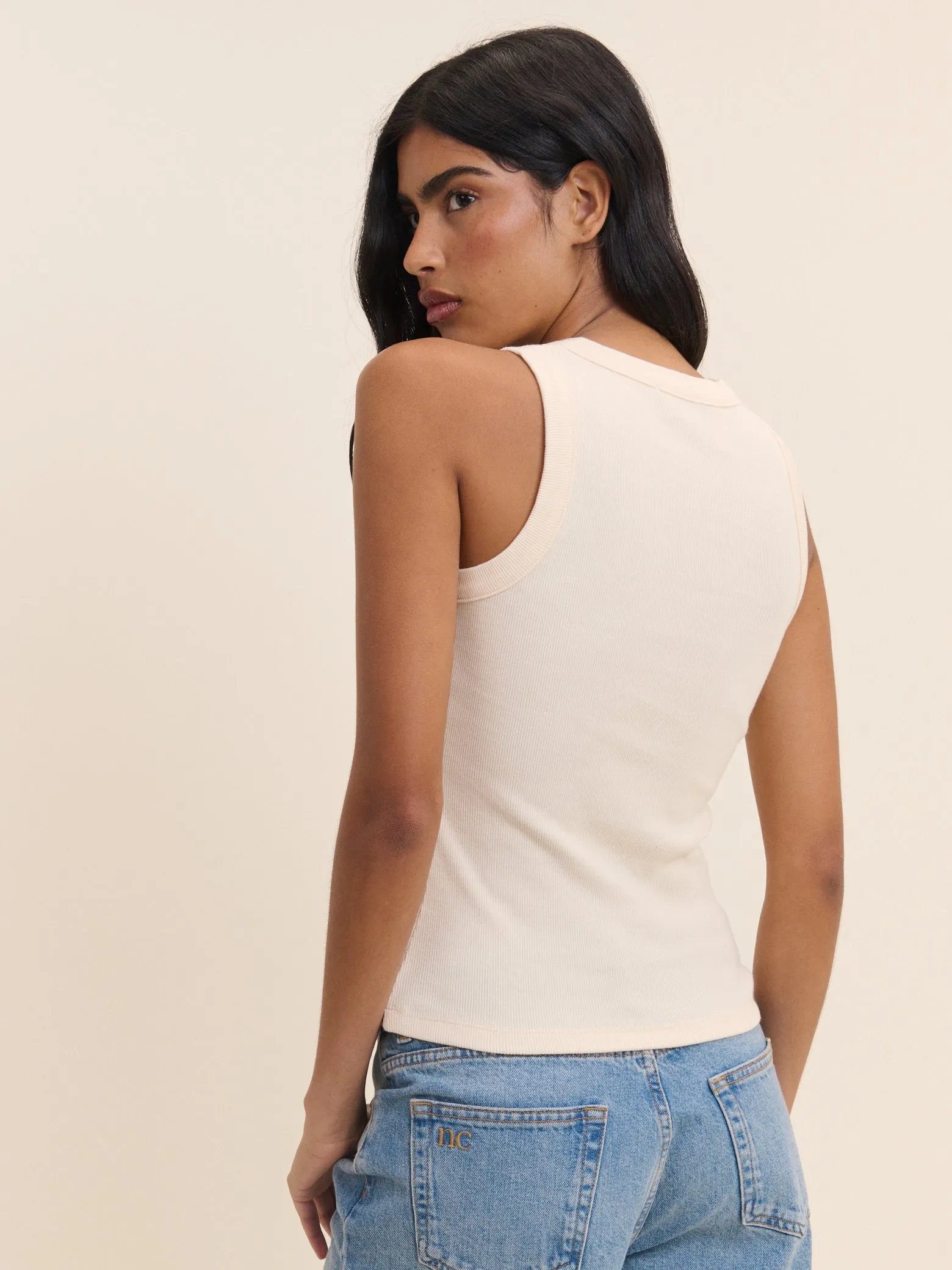 Cream Ribbed Racer Vest sold by Nobody's Child product image thumbnail 5