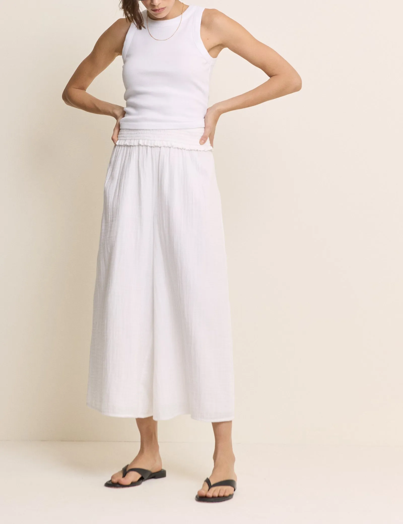 White Cropped Palazzo Double Gauze Trouser sold by Nobody's Child product image thumbnail 4