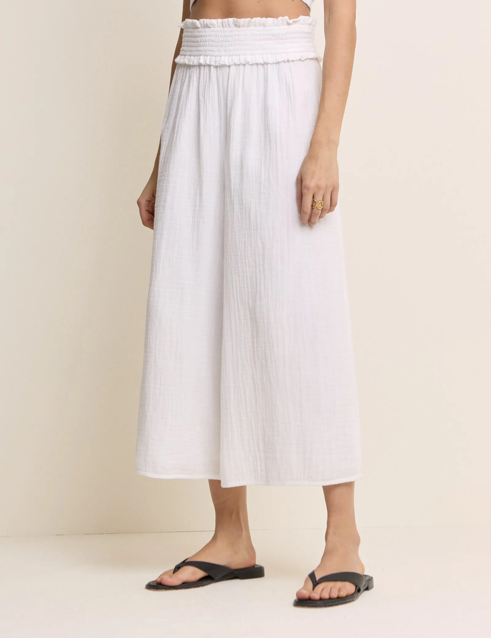 White Cropped Palazzo Double Gauze Trouser sold by Nobody's Child product image thumbnail 2