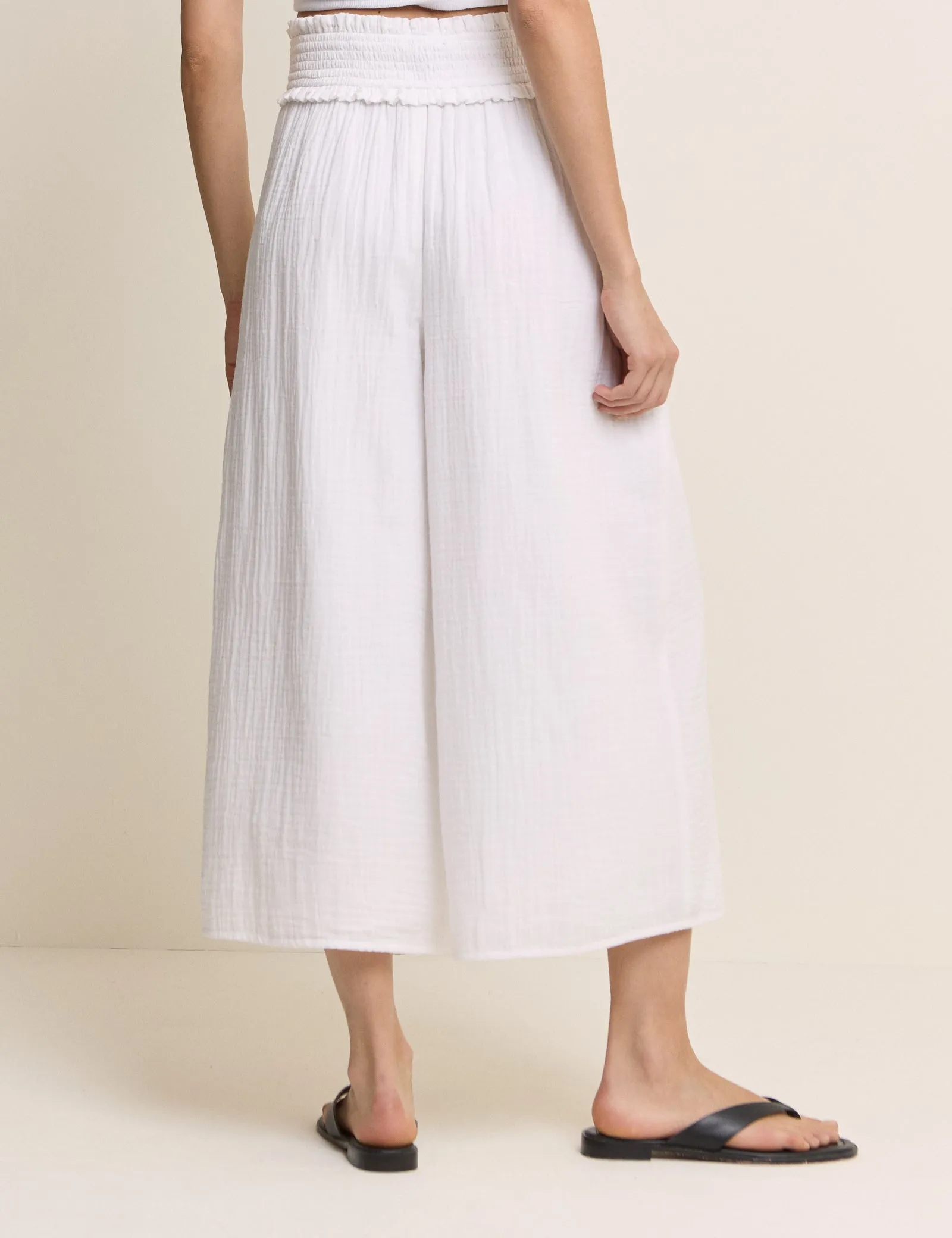 White Cropped Palazzo Double Gauze Trouser sold by Nobody's Child product image thumbnail 5