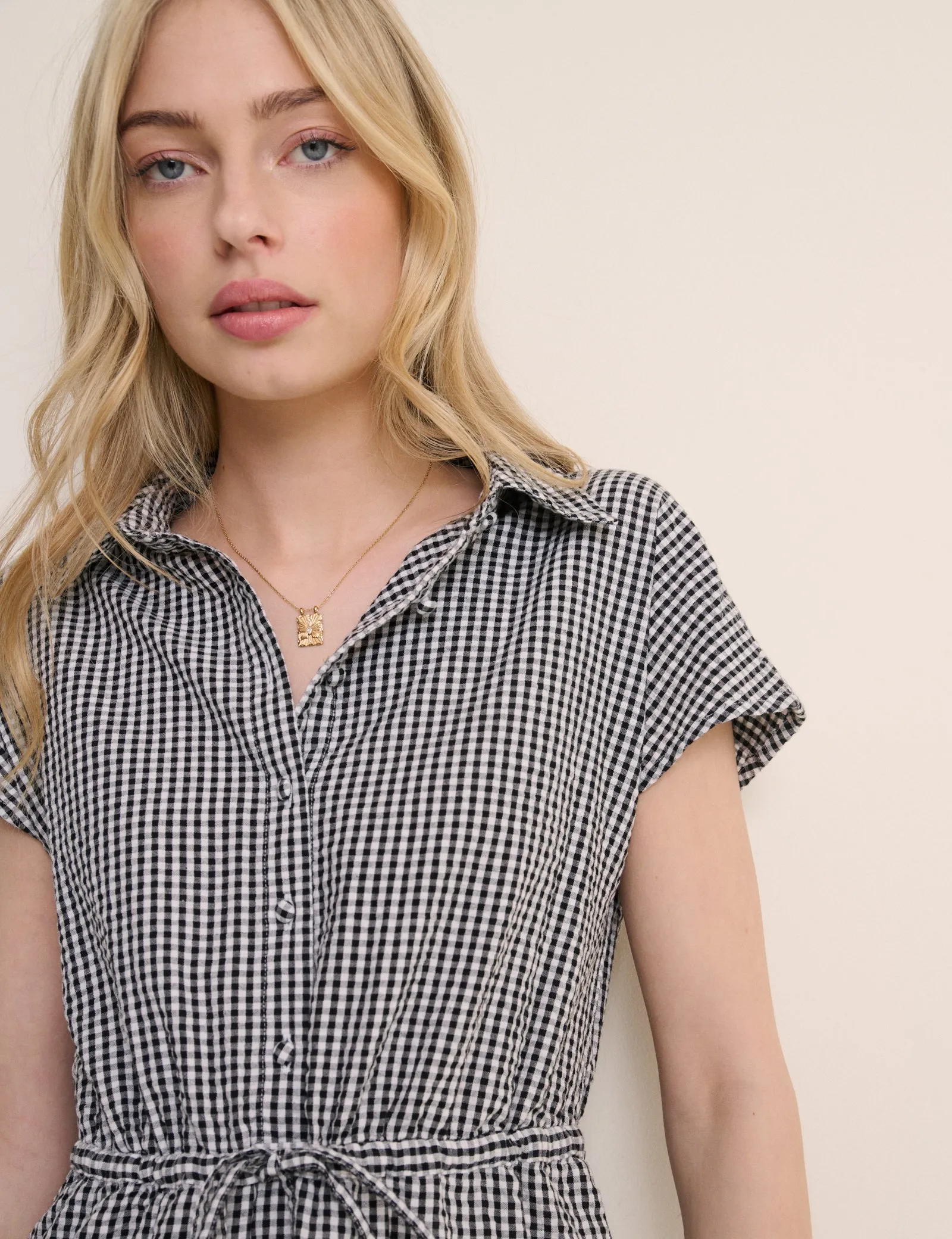 Black and White Gingham Mason Shirt Midi Dress sold by Nobody's Child product image thumbnail 3