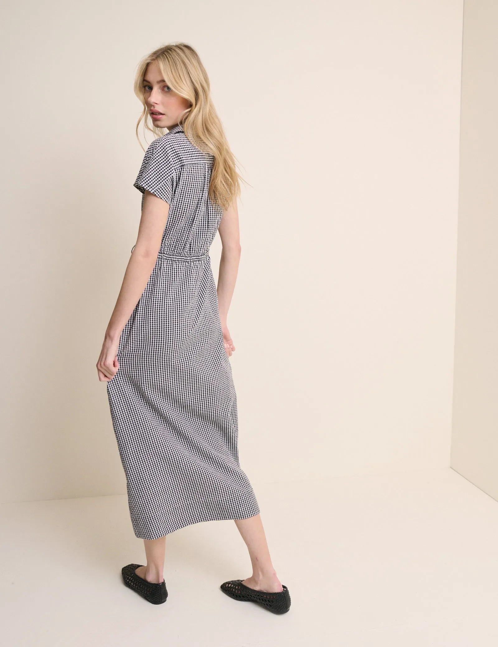Black and White Gingham Mason Shirt Midi Dress sold by Nobody's Child product image thumbnail 5