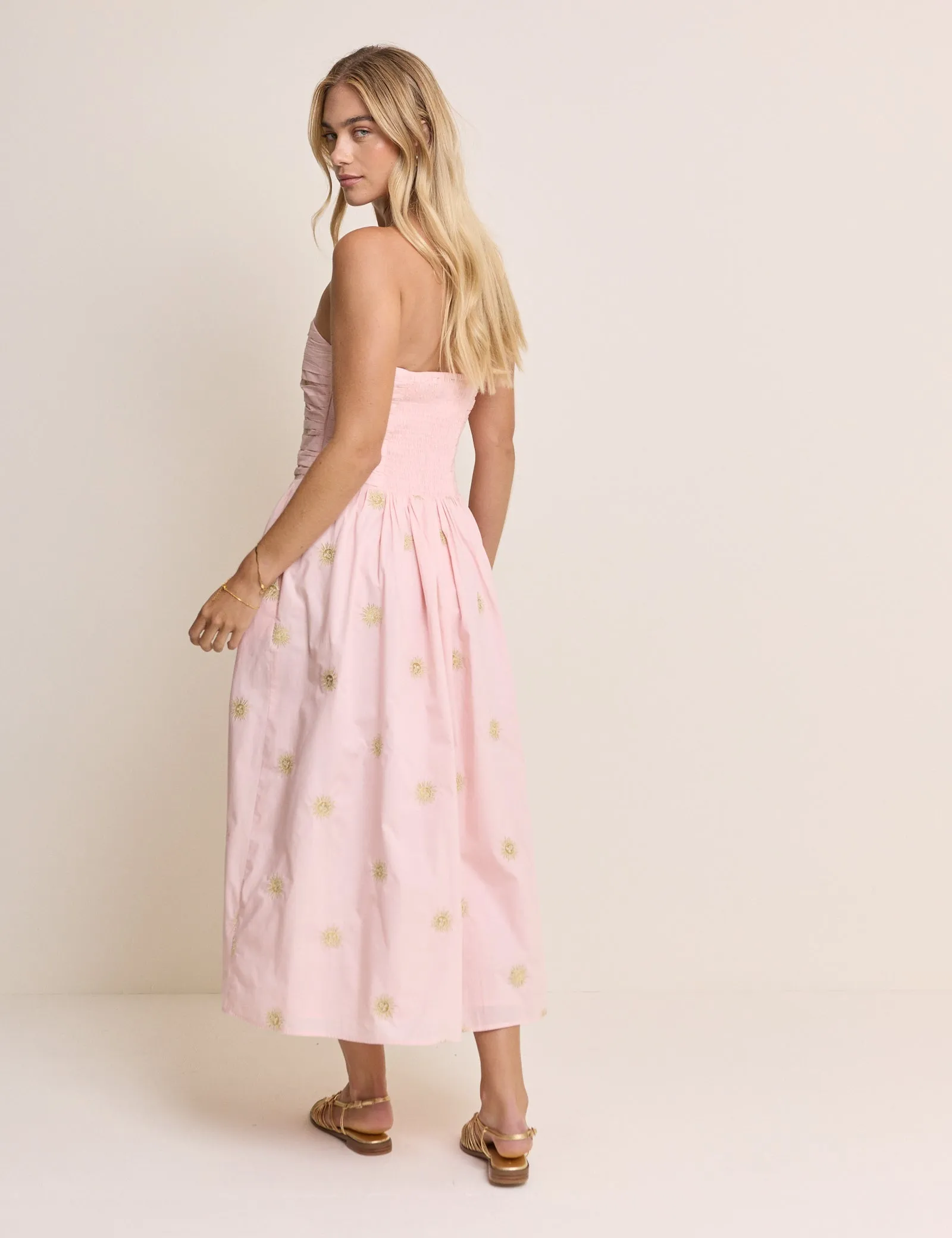 Pink Sun Embroidered Bandeau Alice Midi Dress sold by Nobody's Child product image thumbnail 5