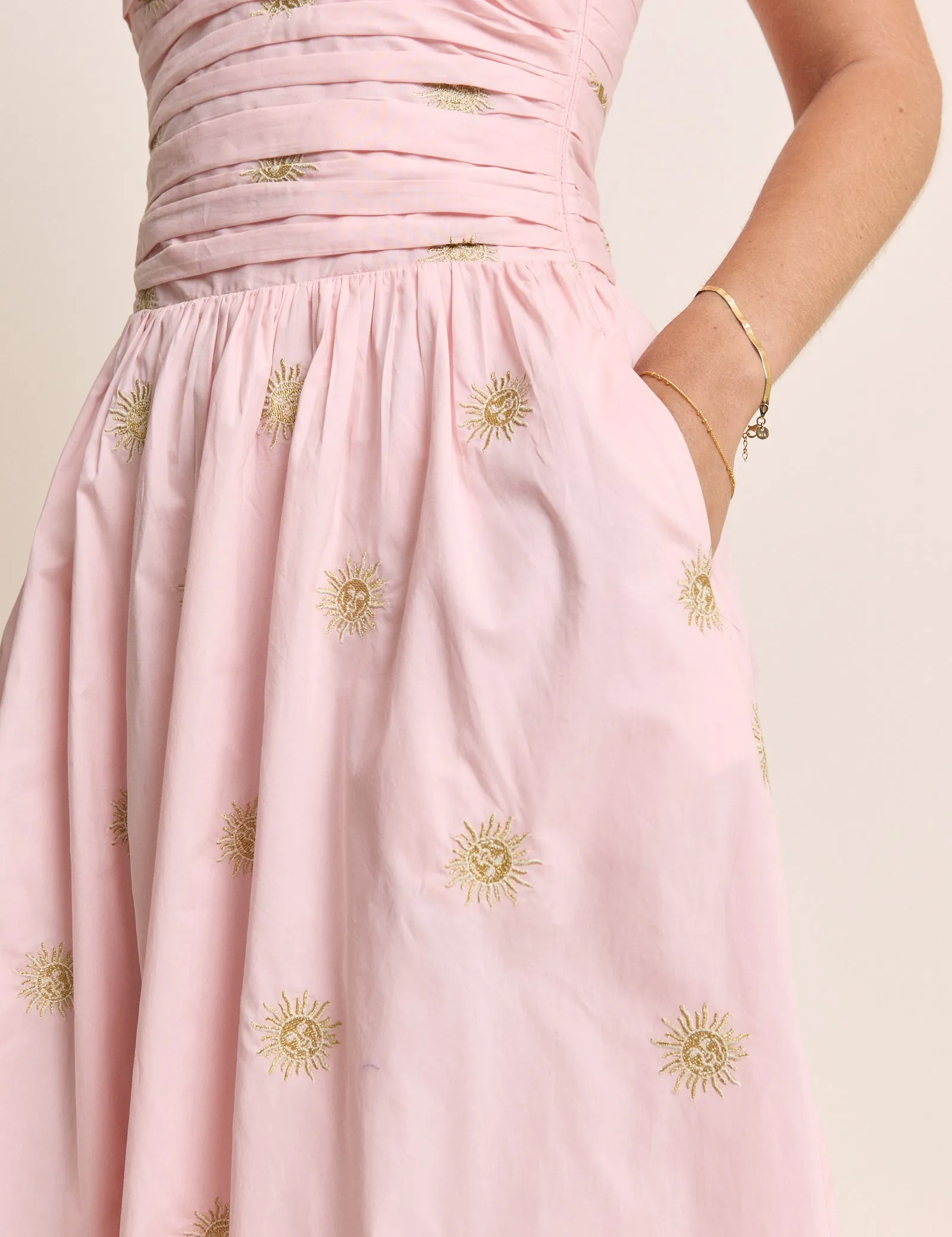 Pink Sun Embroidered Bandeau Alice Midi Dress sold by Nobody's Child product image thumbnail 4