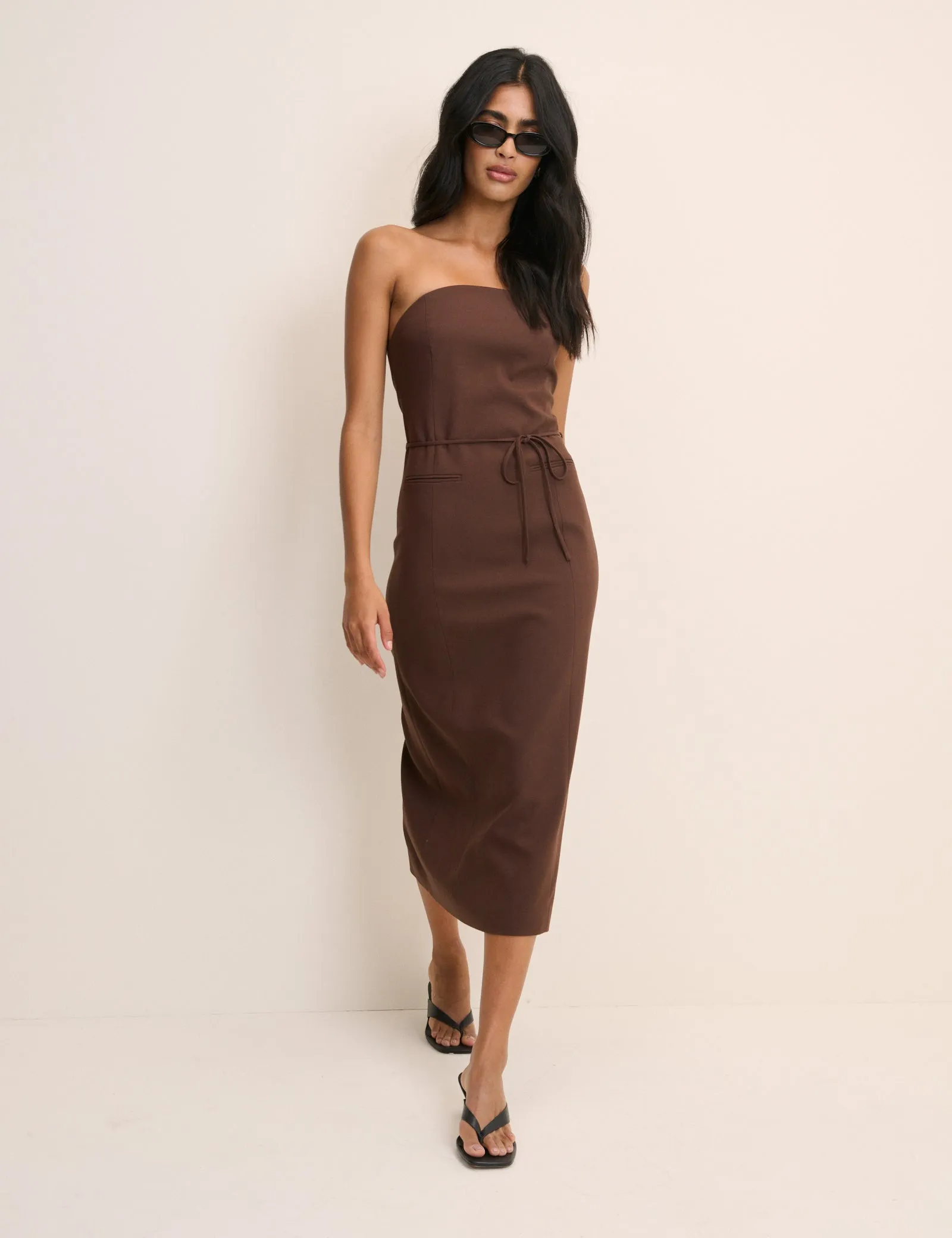 Brown Bandeau Midi Dress sold by Nobody's Child product image thumbnail 3