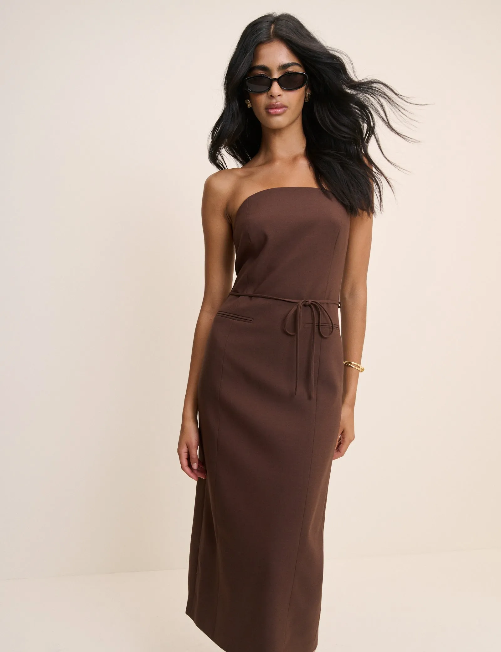 Brown Bandeau Midi Dress sold by Nobody's Child product image thumbnail 2