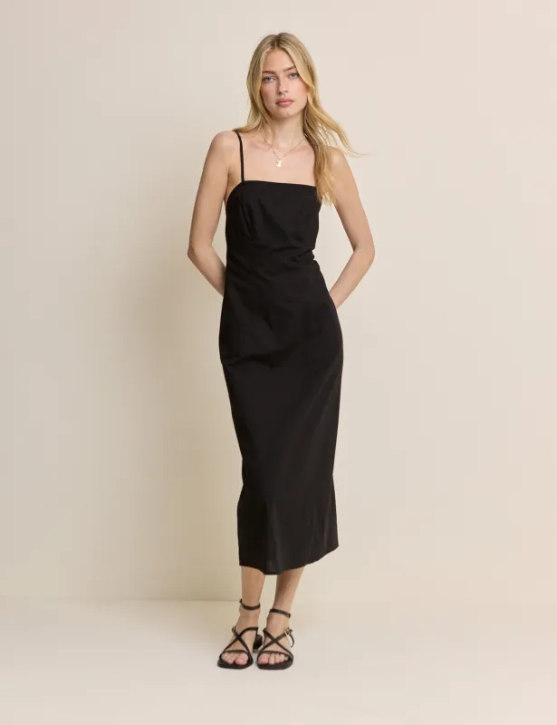 Black Square Neck Payson Midi Dress made by Nobody's Child