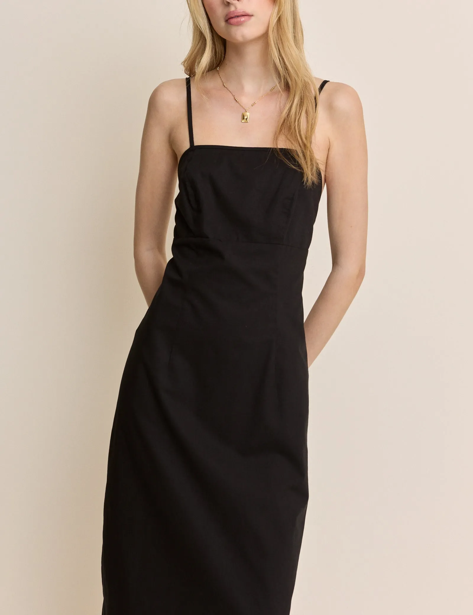 Black Square Neck Payson Midi Dress sold by Nobody's Child product image thumbnail 2