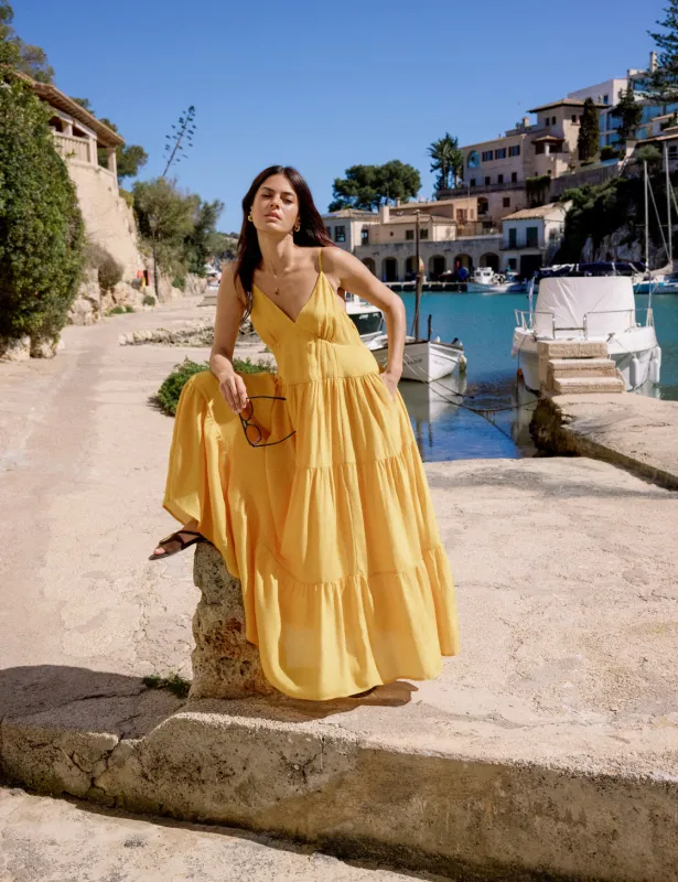 Yellow Tiered Thea Maxi Dress made by Nobody's Child