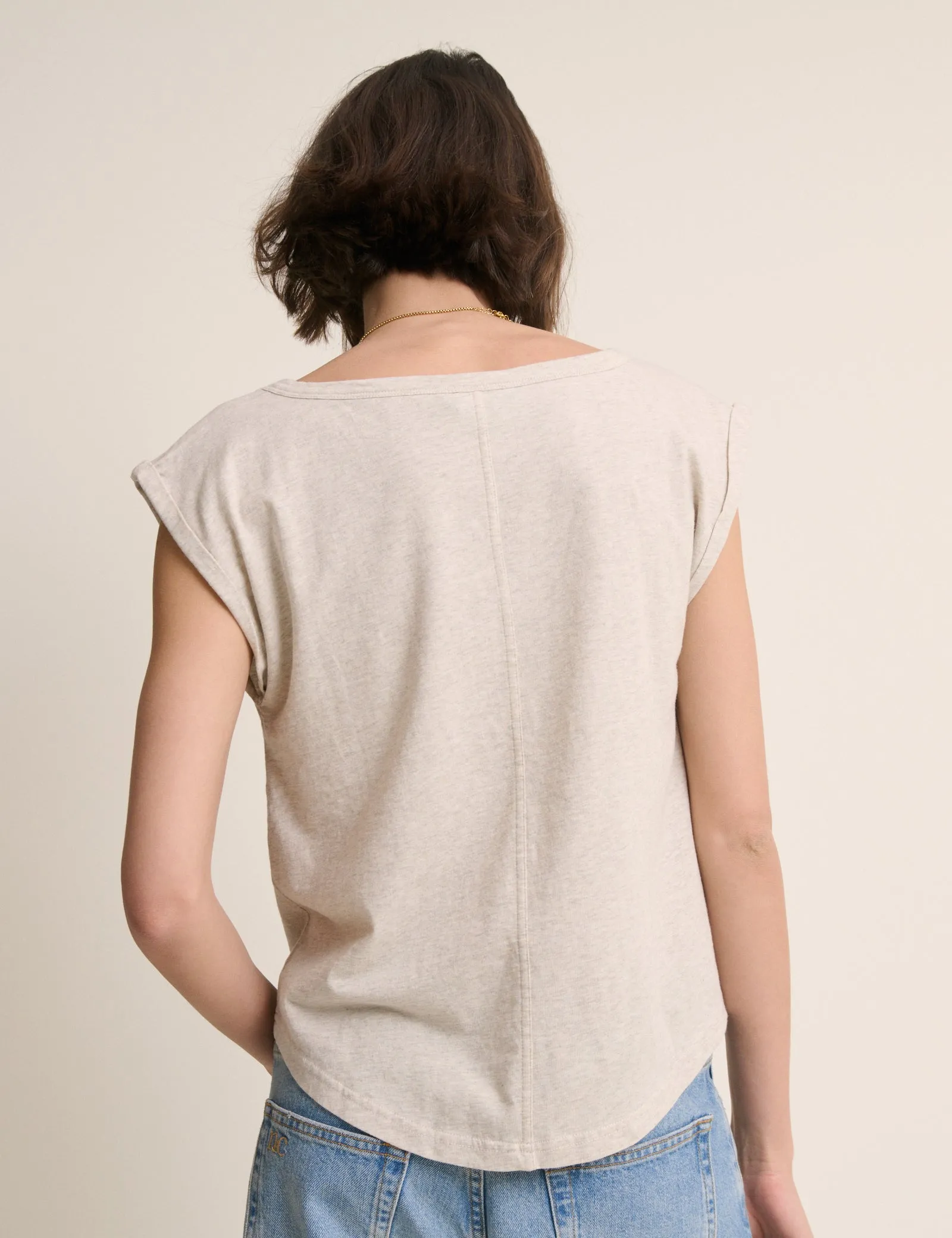 Oatmeal Turn Up Sleeve Jersey Top sold by Nobody's Child product image thumbnail 4