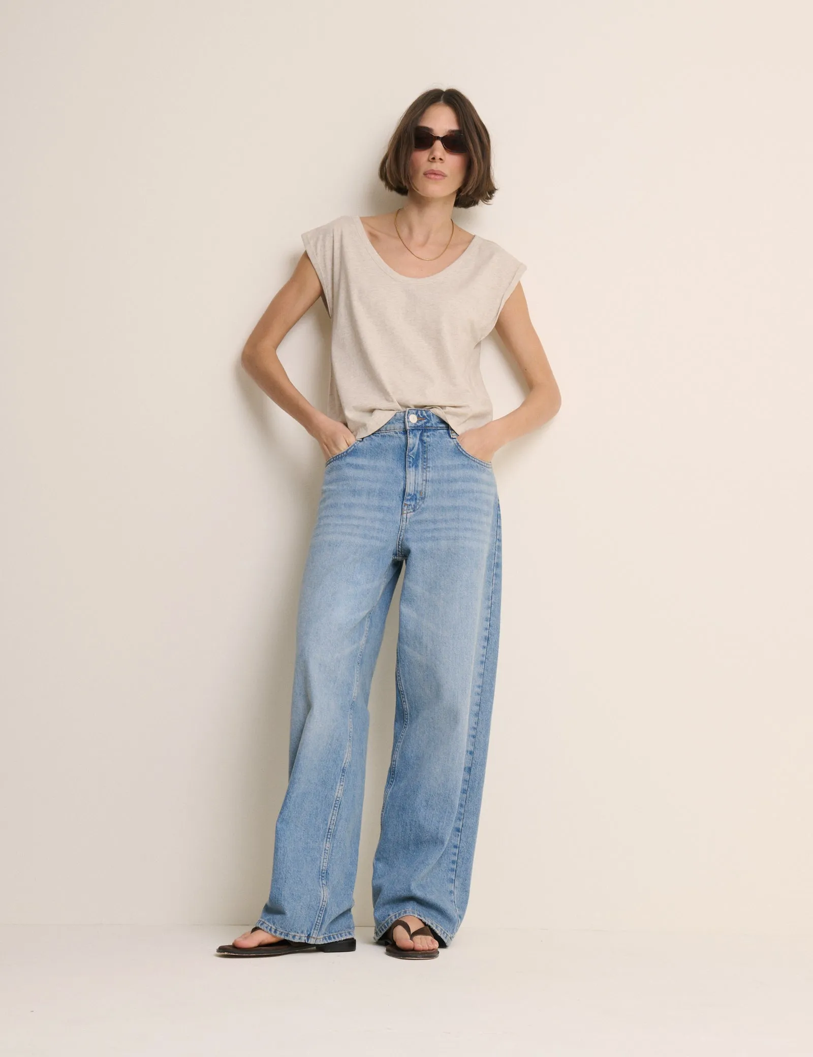 Oatmeal Turn Up Sleeve Jersey Top sold by Nobody's Child product image thumbnail 2