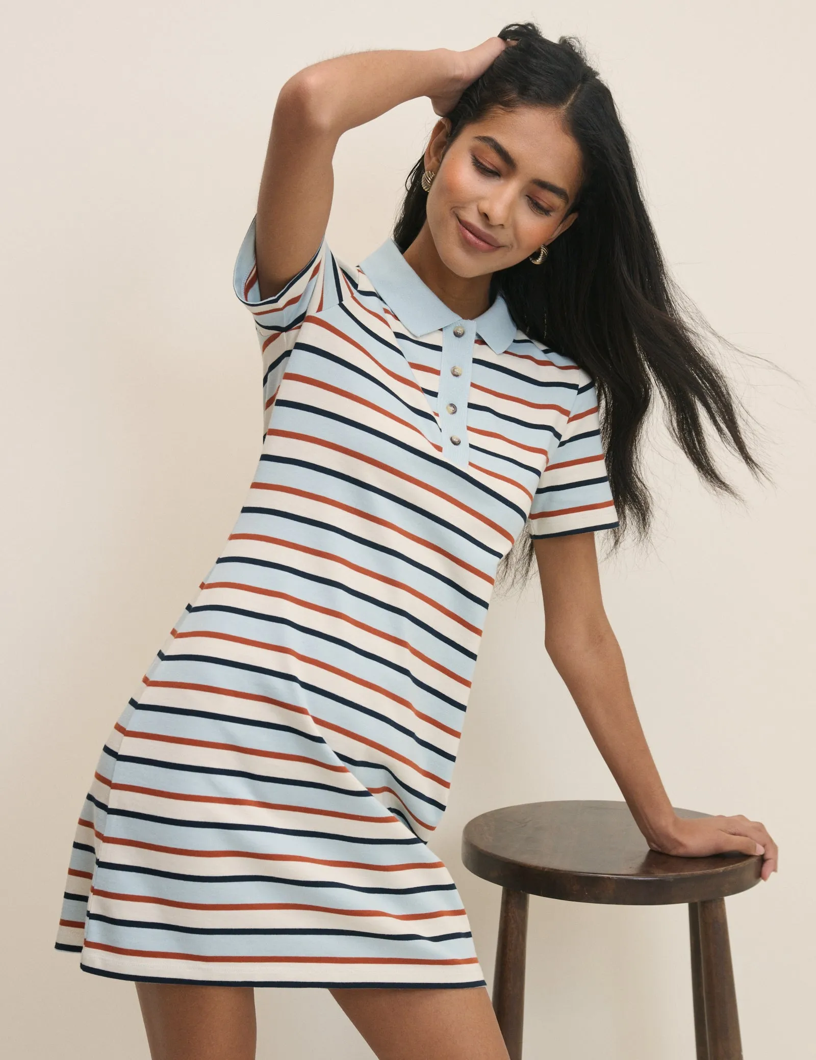 Blue Striped Jersey Polo Collins Mini Dress sold by Nobody's Child product image thumbnail 3