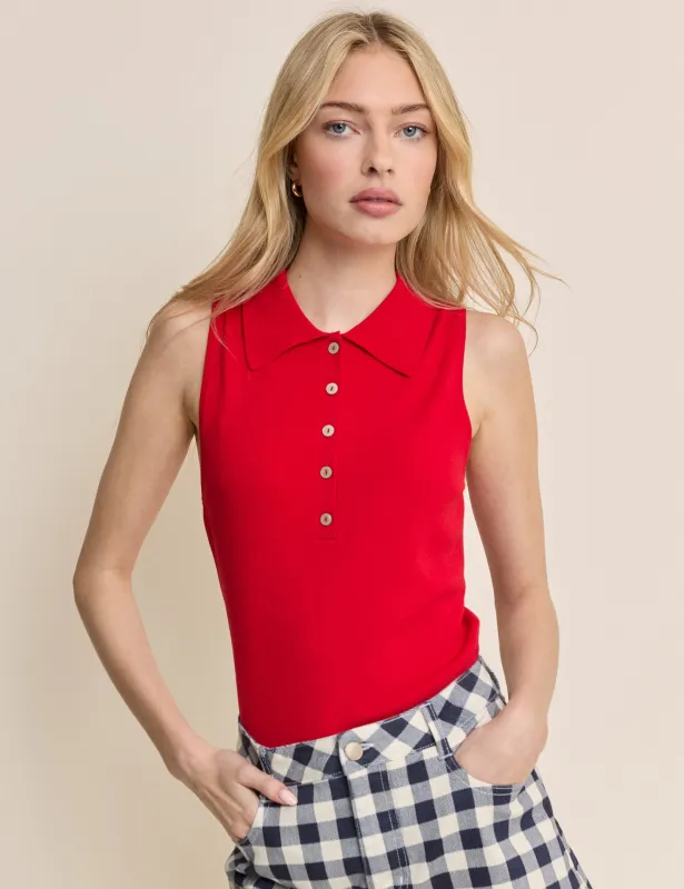 Red Collared Ribbed Vest made by Nobody's Child