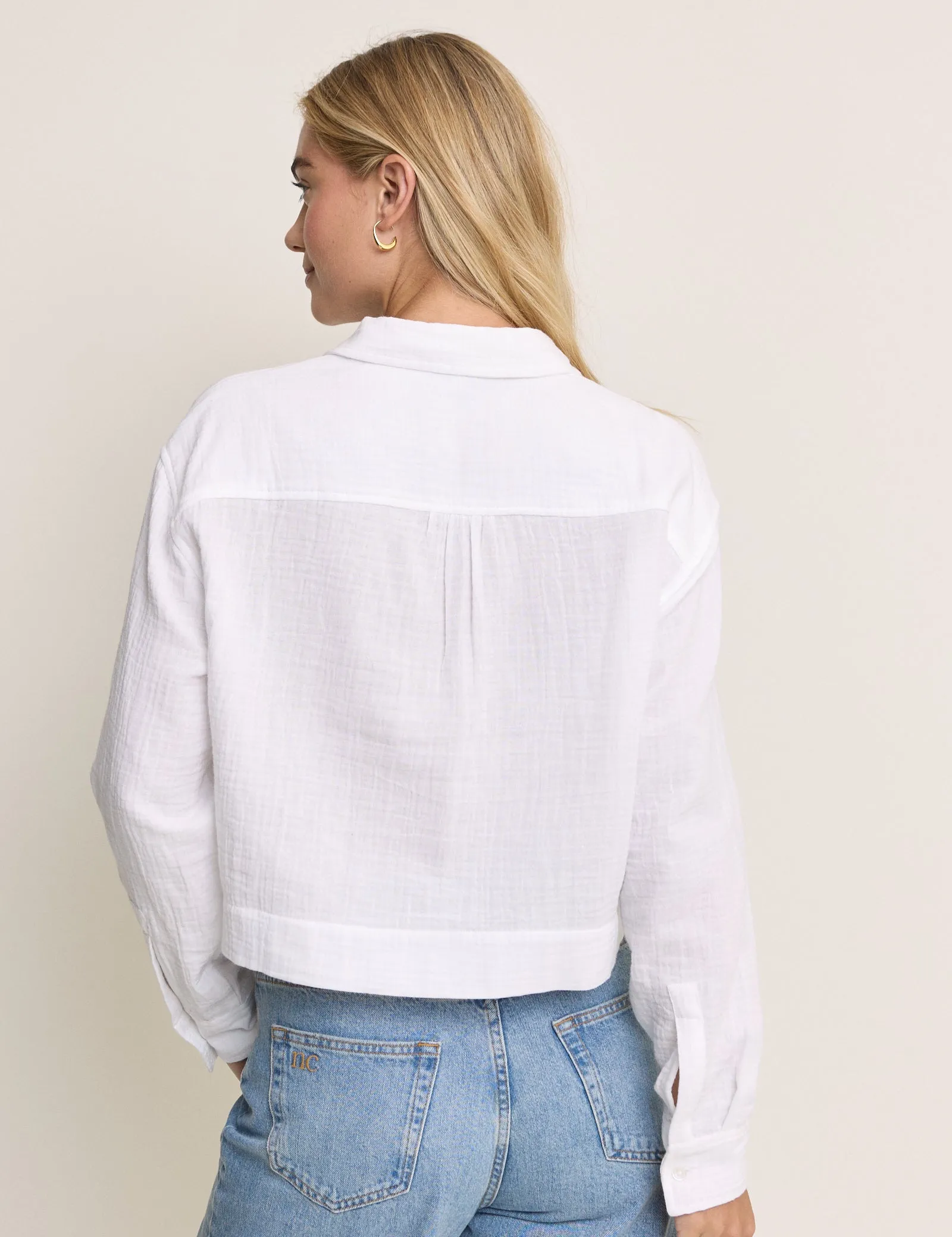 White Cropped Double Gauze Shirt sold by Nobody's Child product image thumbnail 5