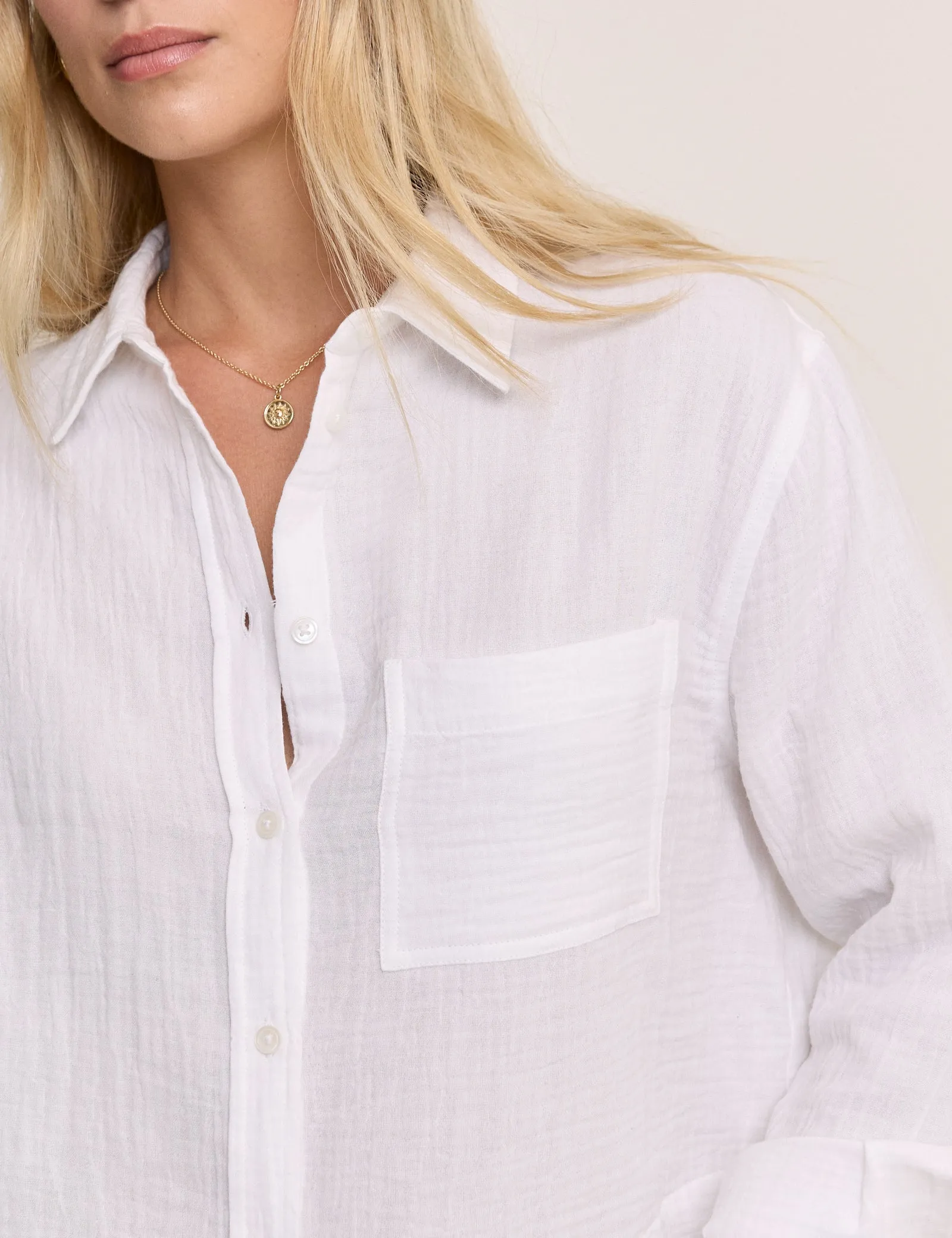 White Cropped Double Gauze Shirt sold by Nobody's Child product image thumbnail 4