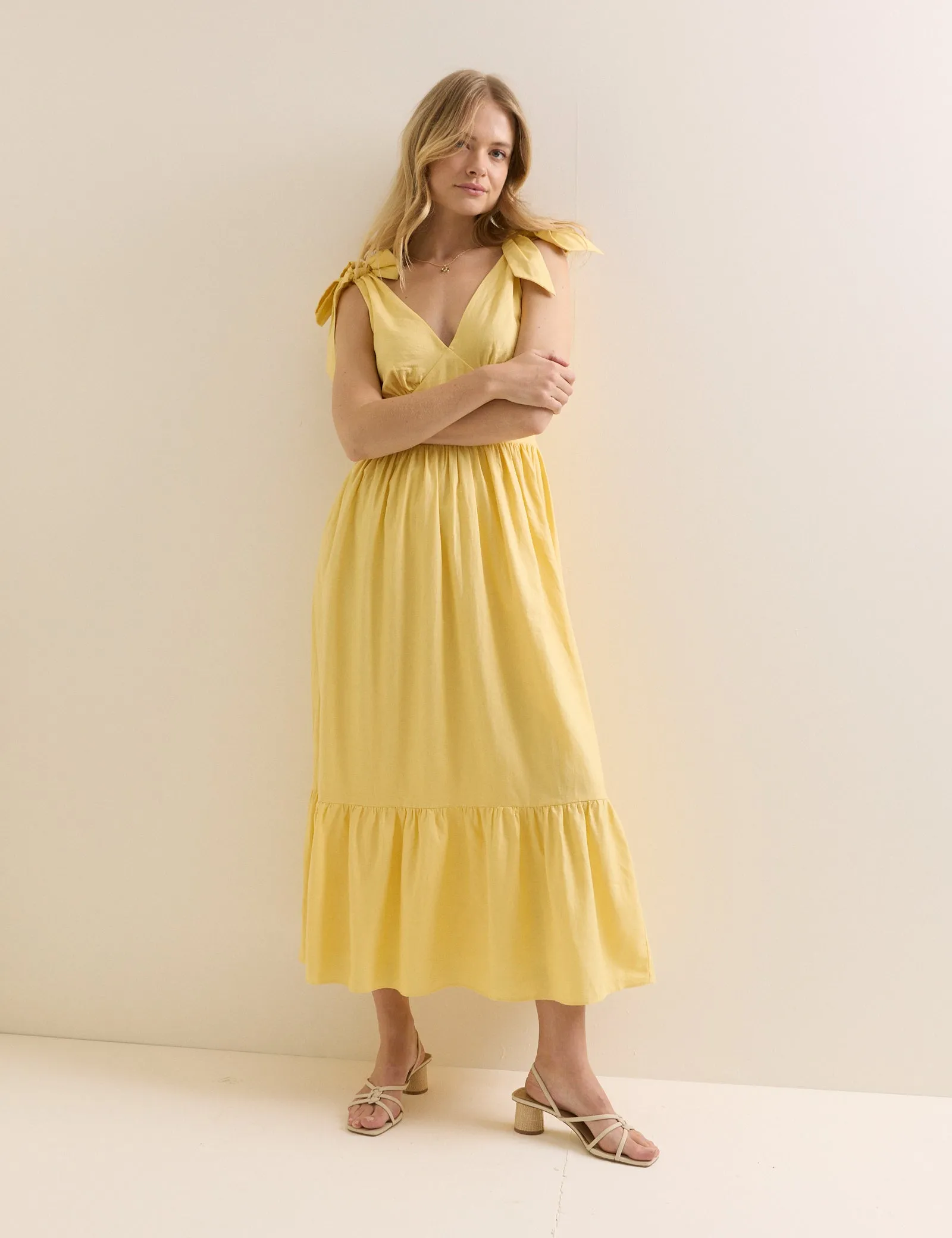 Yellow Tiered Coen Midi Dress sold by Nobody's Child product image thumbnail 3