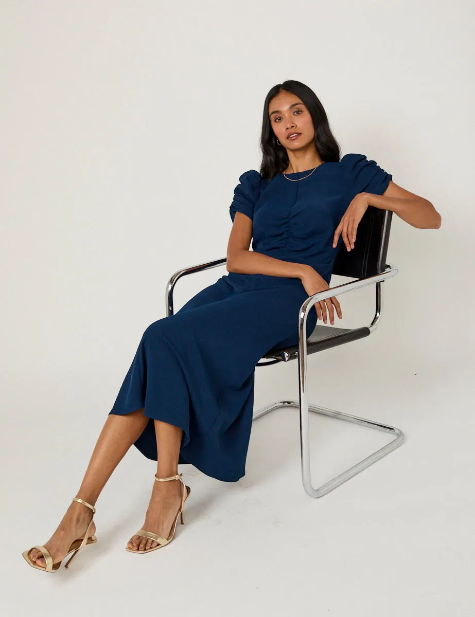 Navy Ruched Naomi Midi Dress sold by Nobody's Child product image thumbnail 4