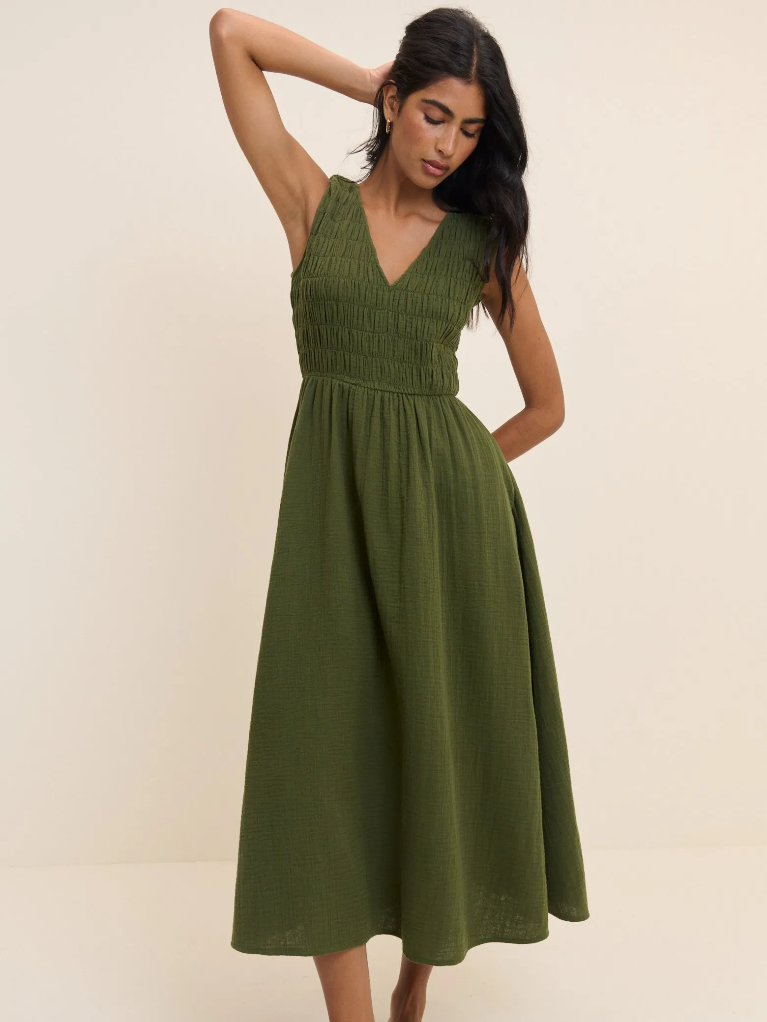 Green Sleeveless Audrey Midi Dress sold by Nobody's Child product image thumbnail 3