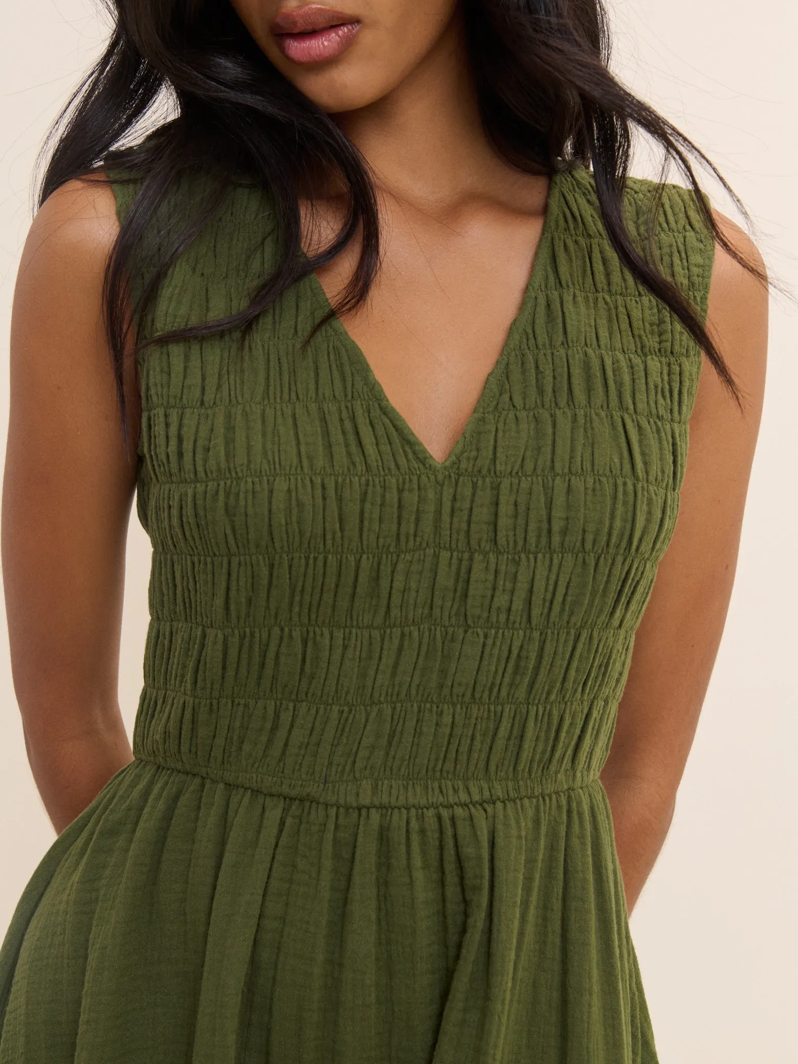 Green Sleeveless Audrey Midi Dress sold by Nobody's Child product image thumbnail 2