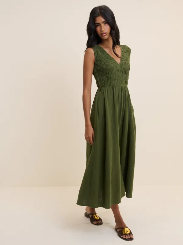 Green Sleeveless Audrey Midi Dress made by Nobody's Child