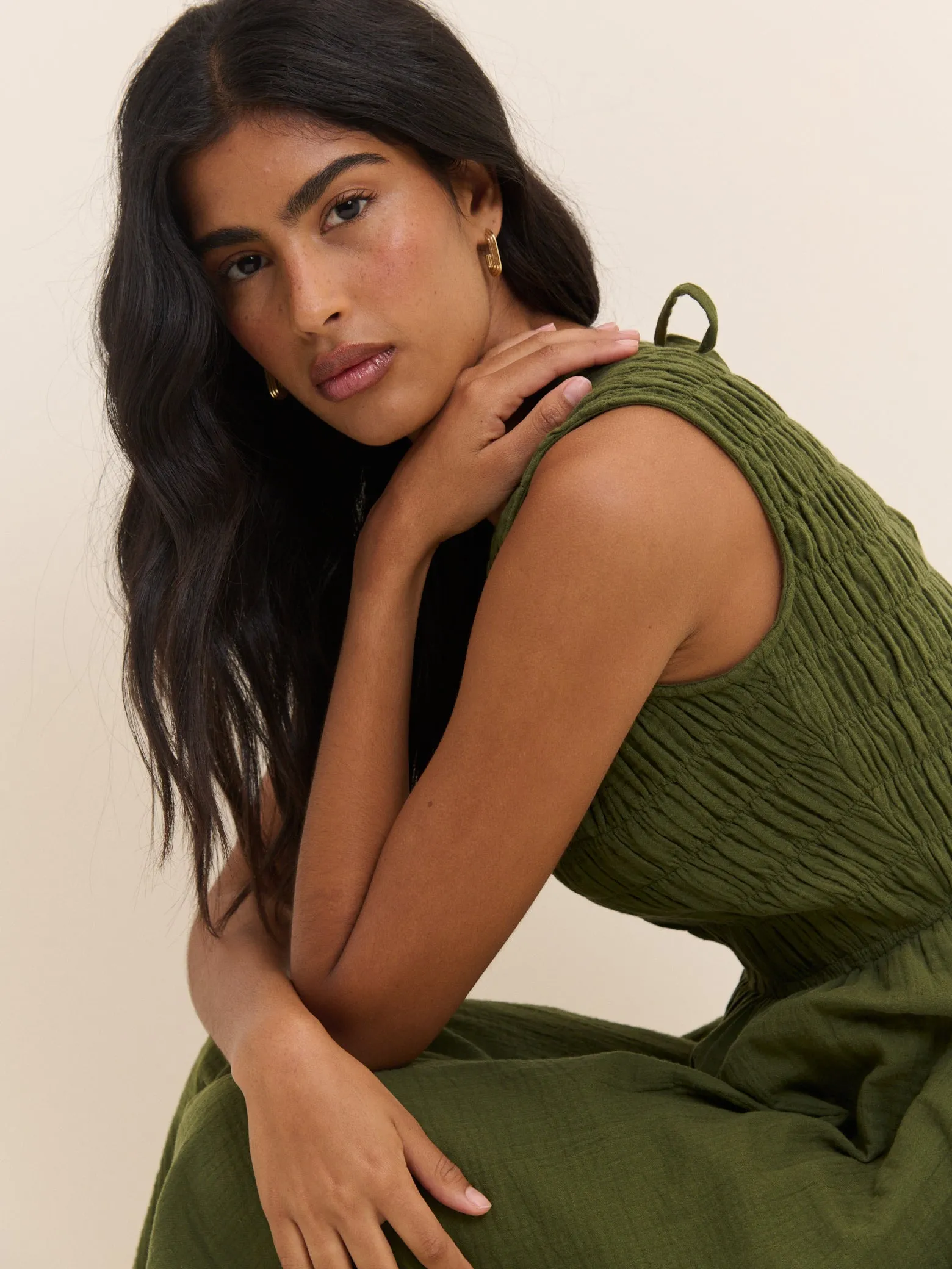 Green Sleeveless Audrey Midi Dress sold by Nobody's Child product image thumbnail 4