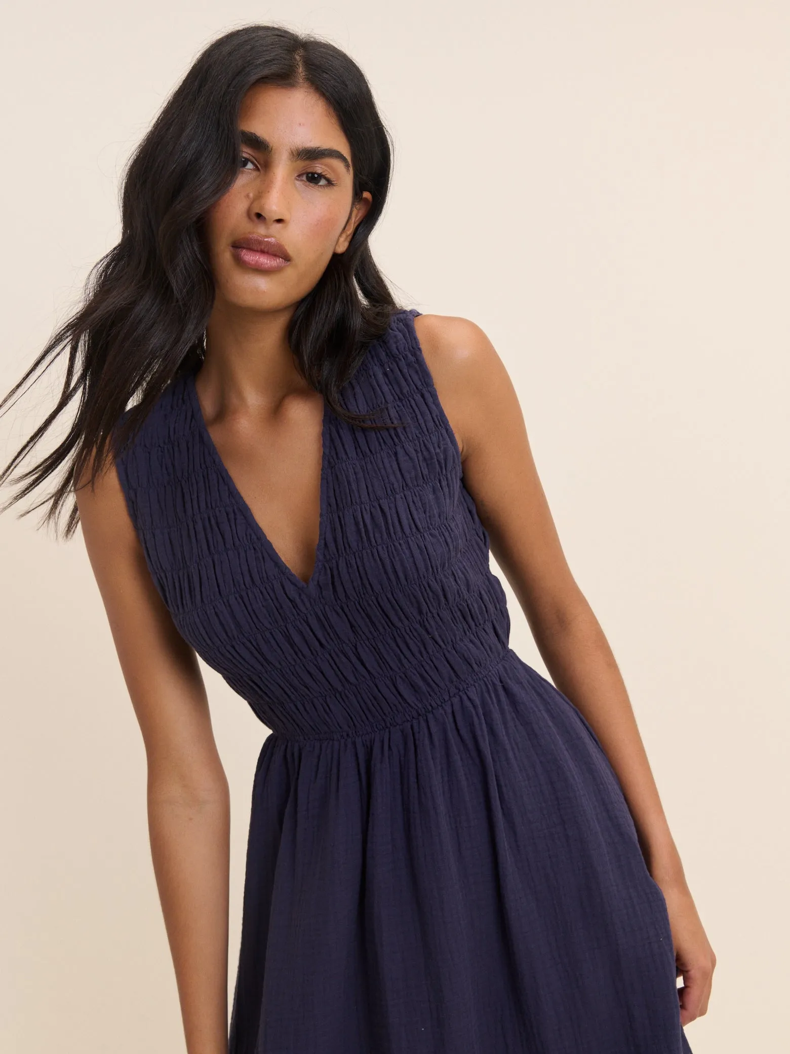 Navy Sleeveless Audrey Midi Dress sold by Nobody's Child product image thumbnail 3