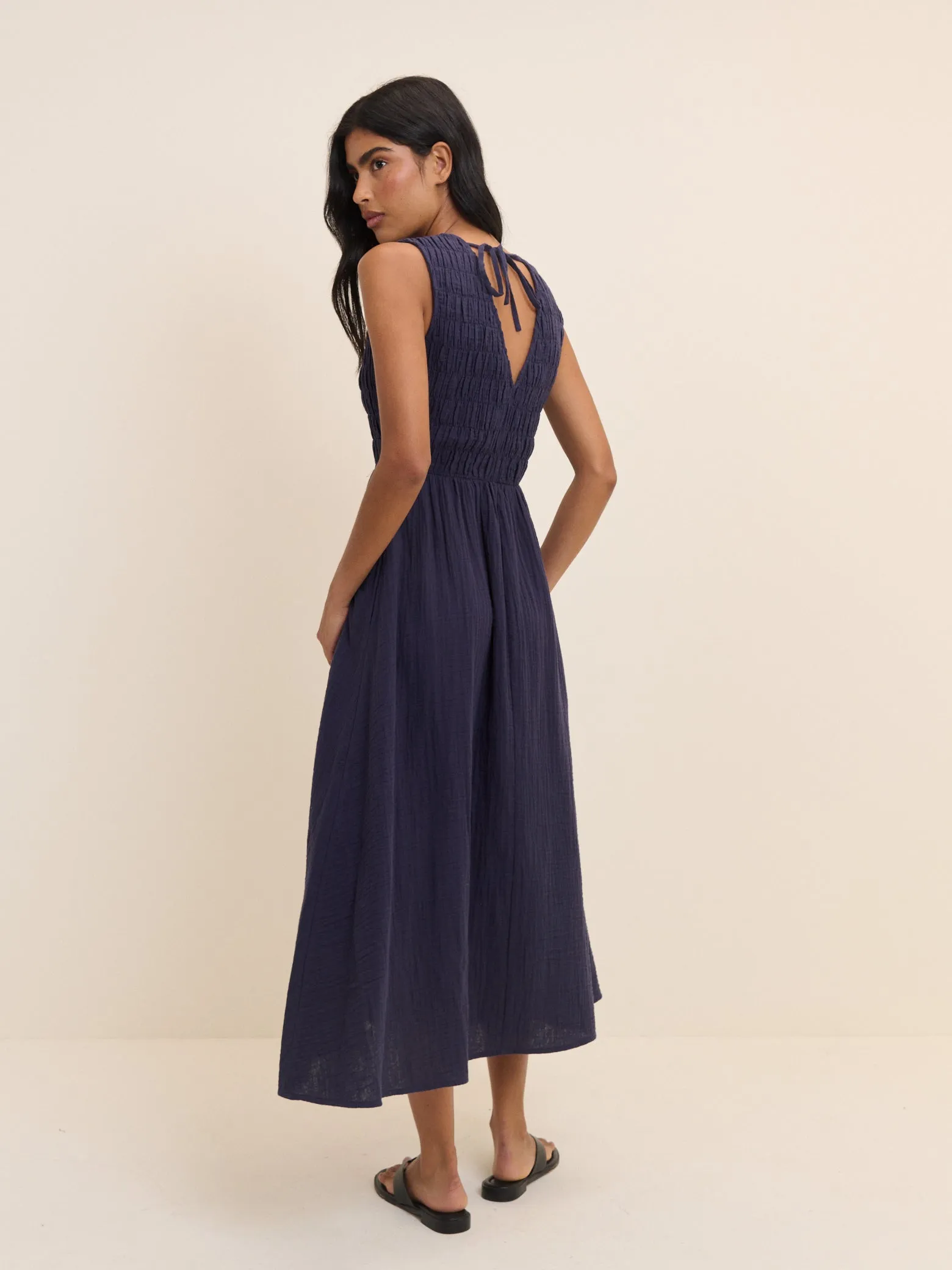Navy Sleeveless Audrey Midi Dress sold by Nobody's Child product image thumbnail 4
