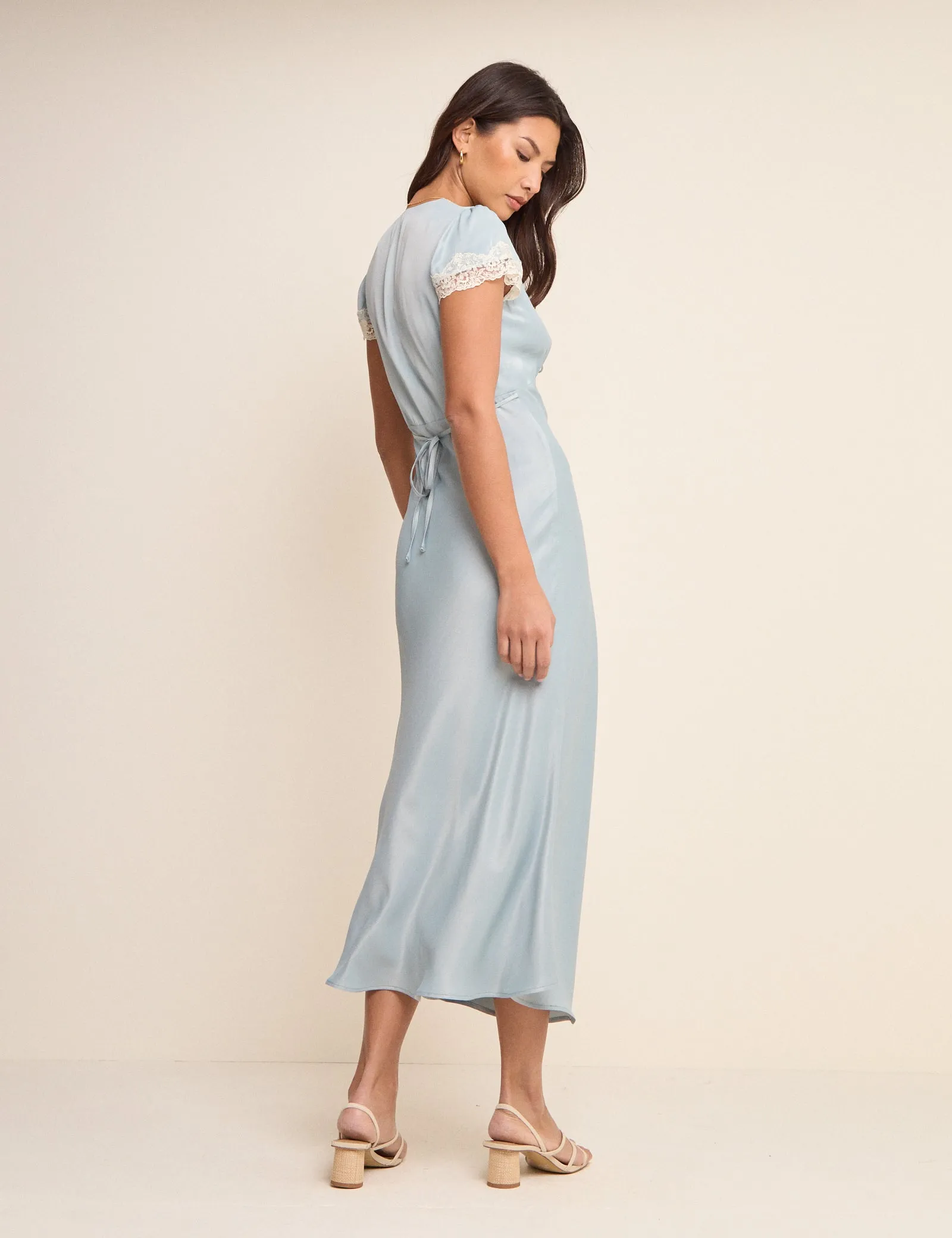 Blue Lace Trim Aida Midi Dress sold by Nobody's Child product image thumbnail 4
