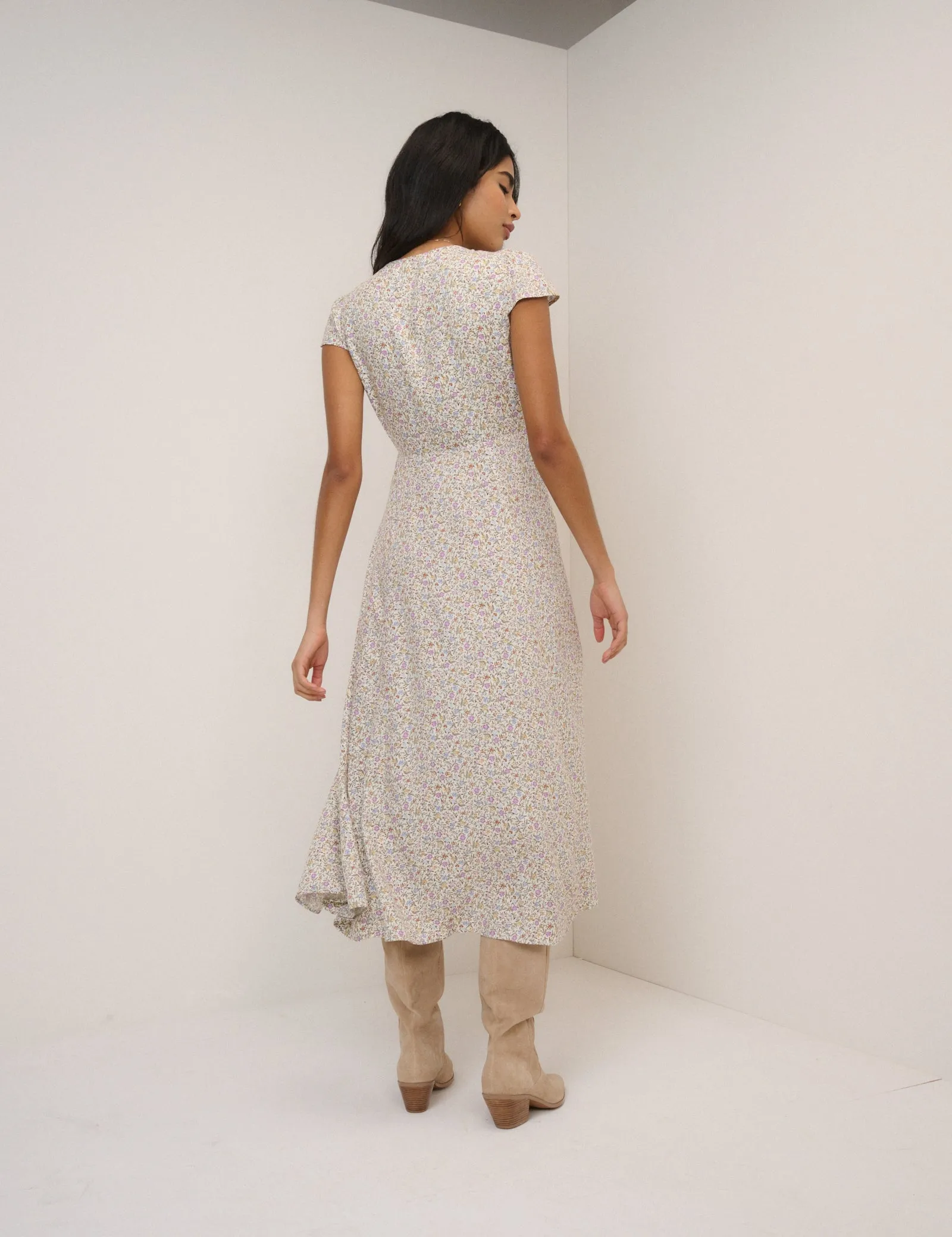 White Ditsy Floral Avery Midi Dress sold by Nobody's Child product image thumbnail 5