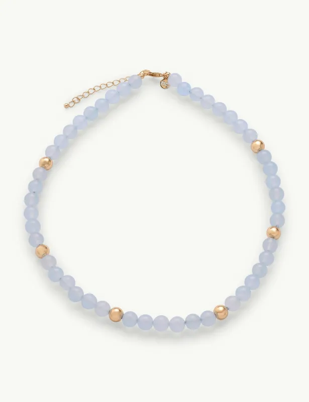 Blue Beaded Gold Plated Necklace made by Nobody's Child