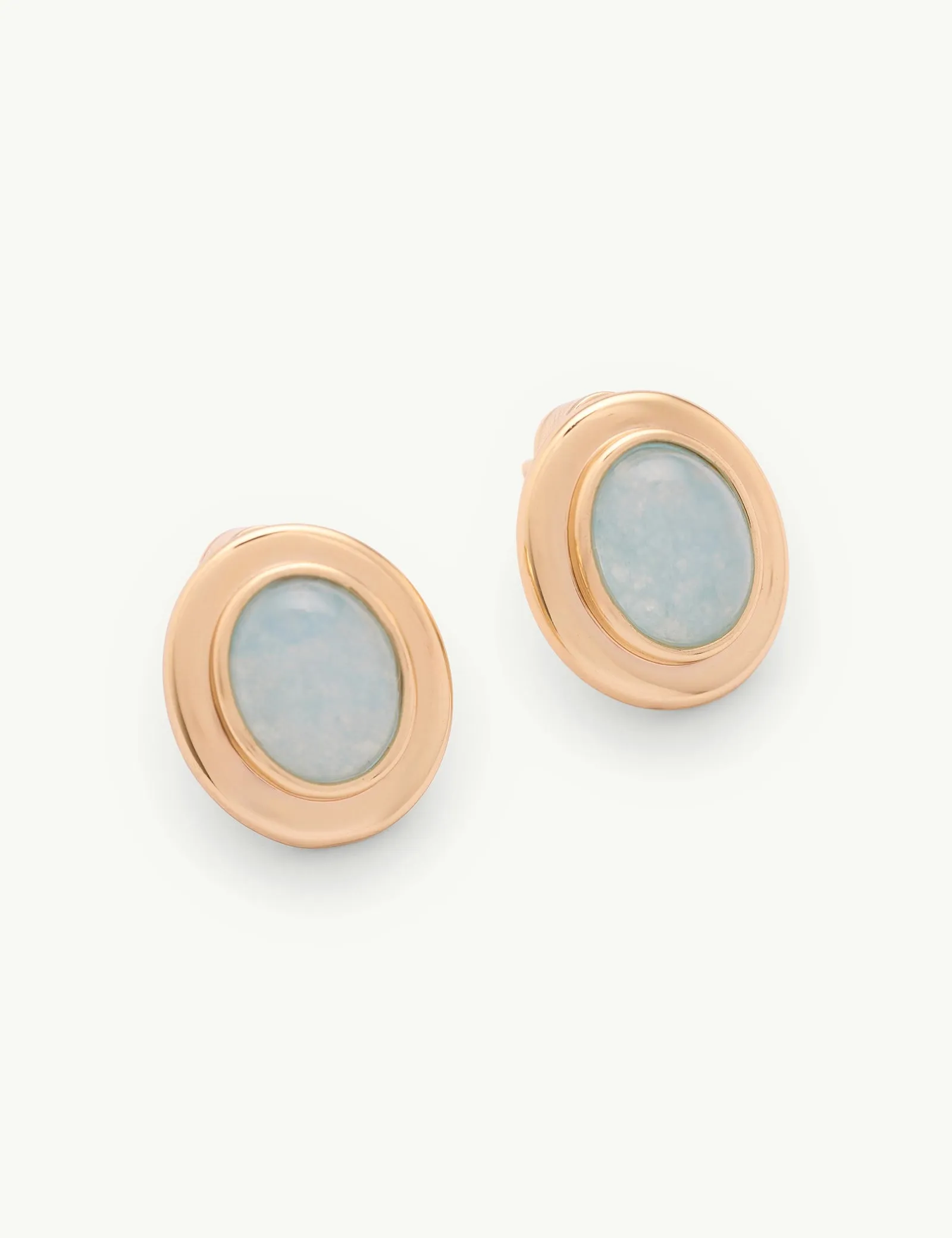 Gold Oval Blue Stone Earrings sold by Nobody's Child