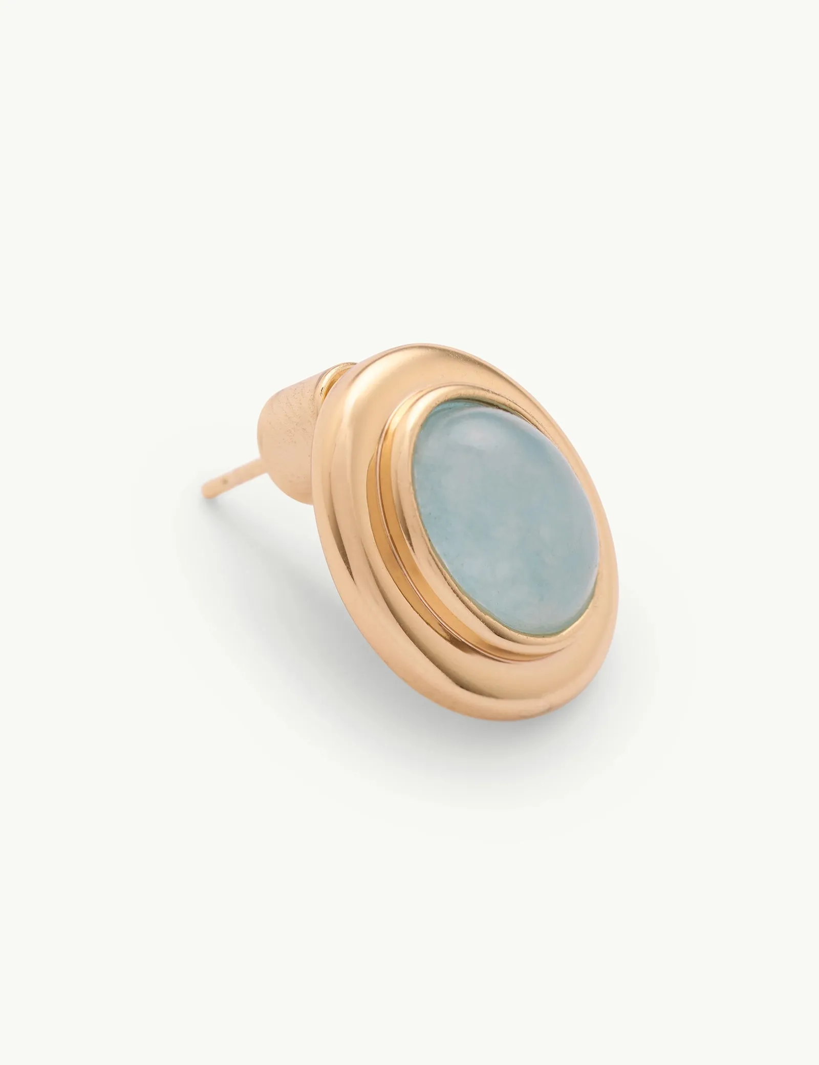 Gold Oval Blue Stone Earrings sold by Nobody's Child product image thumbnail 3
