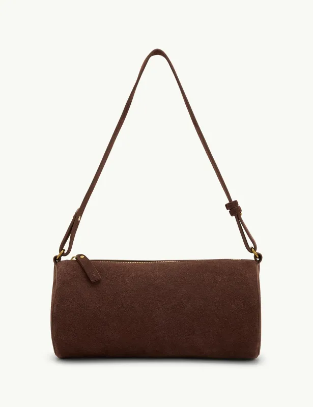 Chocolate Brown Suede Barrel Bag made by Nobody's Child
