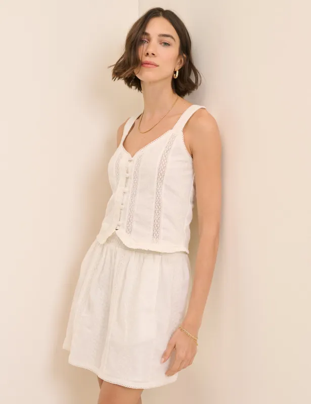 White Broderie Anglaise Lace Trim Mini Skirt made by Nobody's Child
