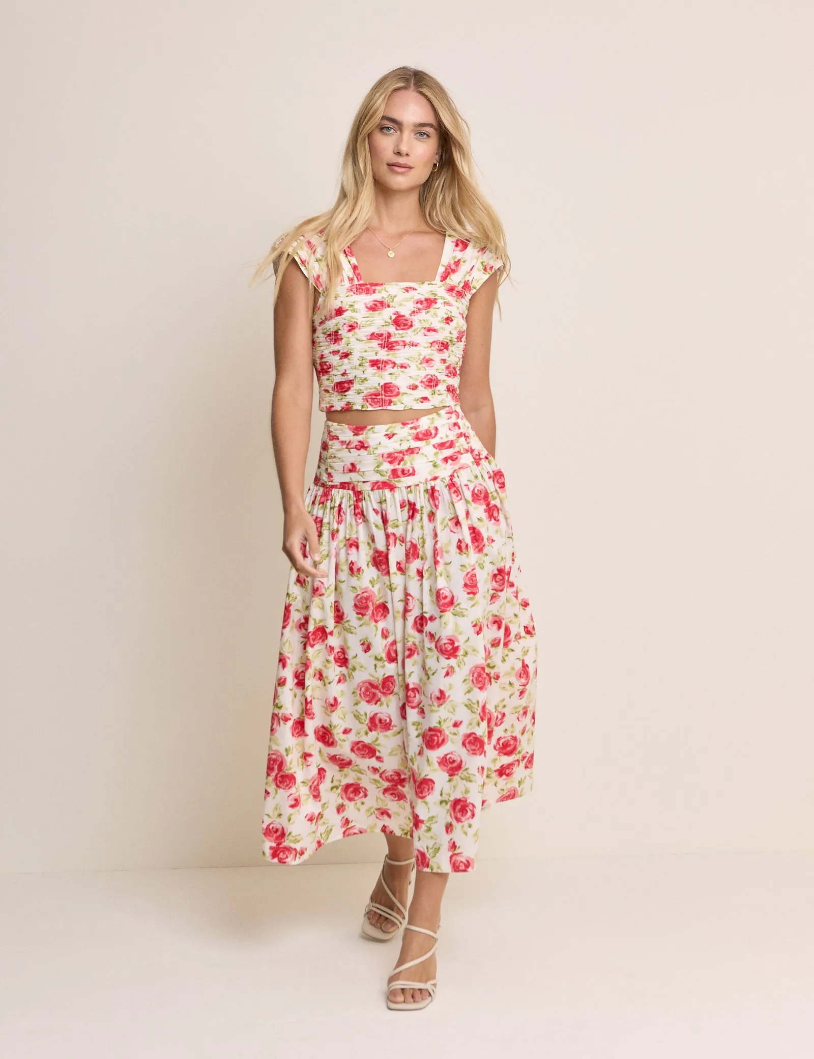White and Red Floral Cropped Top sold by Nobody's Child product image thumbnail 2