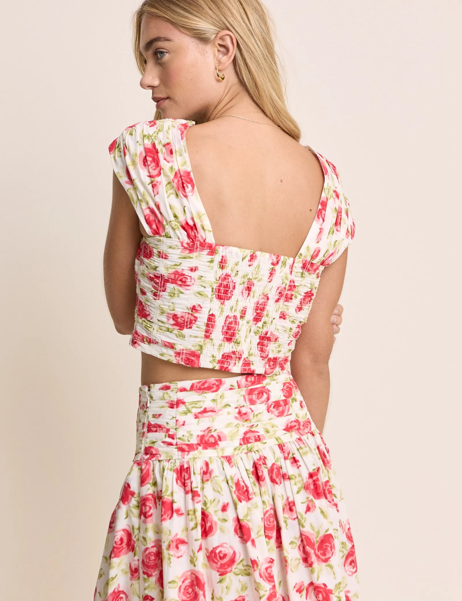 White and Red Floral Cropped Top sold by Nobody's Child product image thumbnail 4