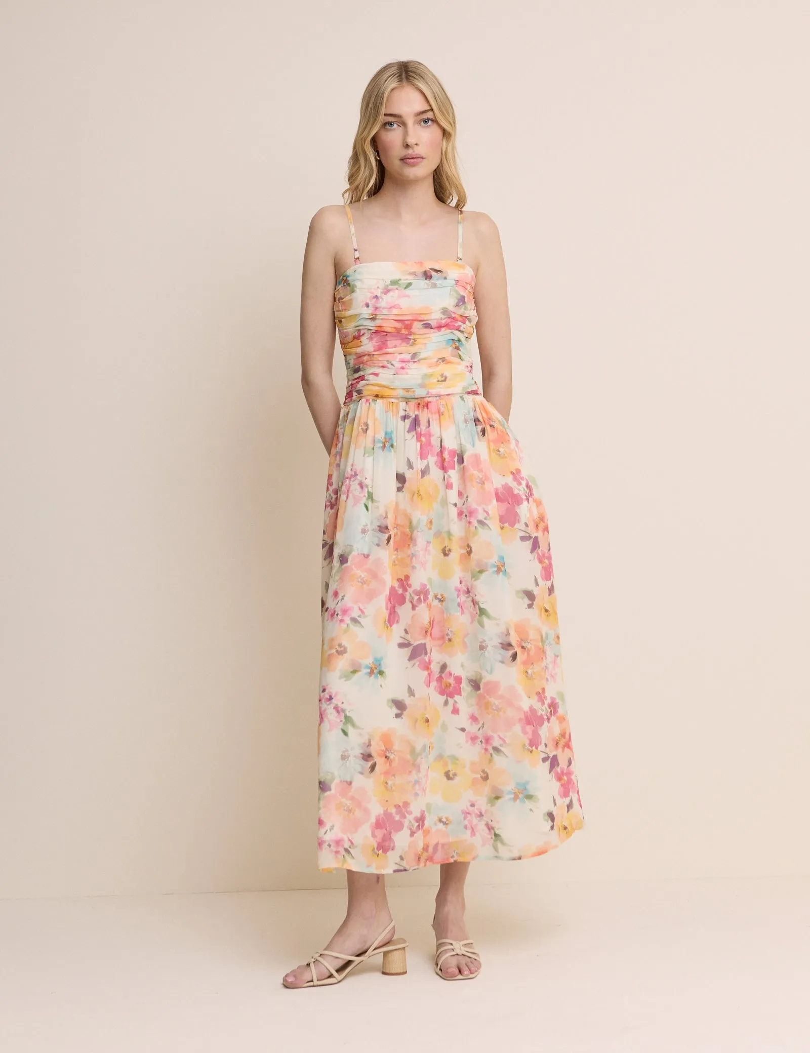 Pink Floral Bandeau Alice Midi Dress sold by Nobody's Child product image thumbnail 5