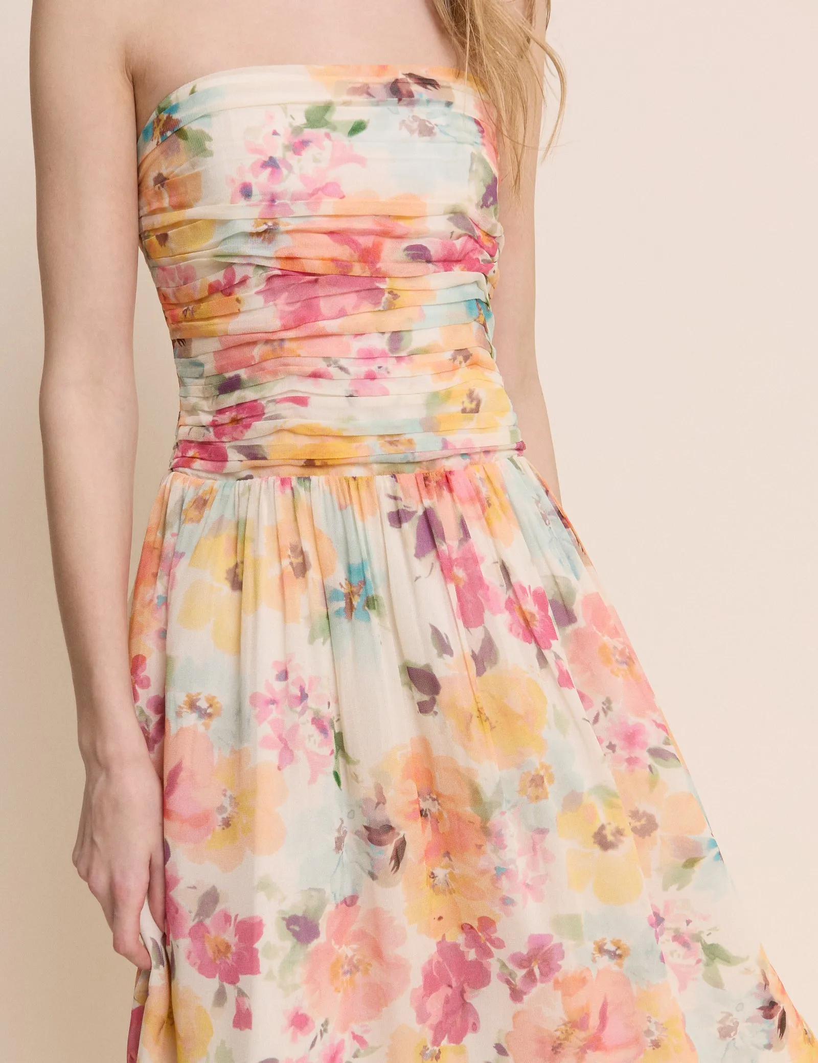Pink Floral Bandeau Alice Midi Dress sold by Nobody's Child product image thumbnail 3
