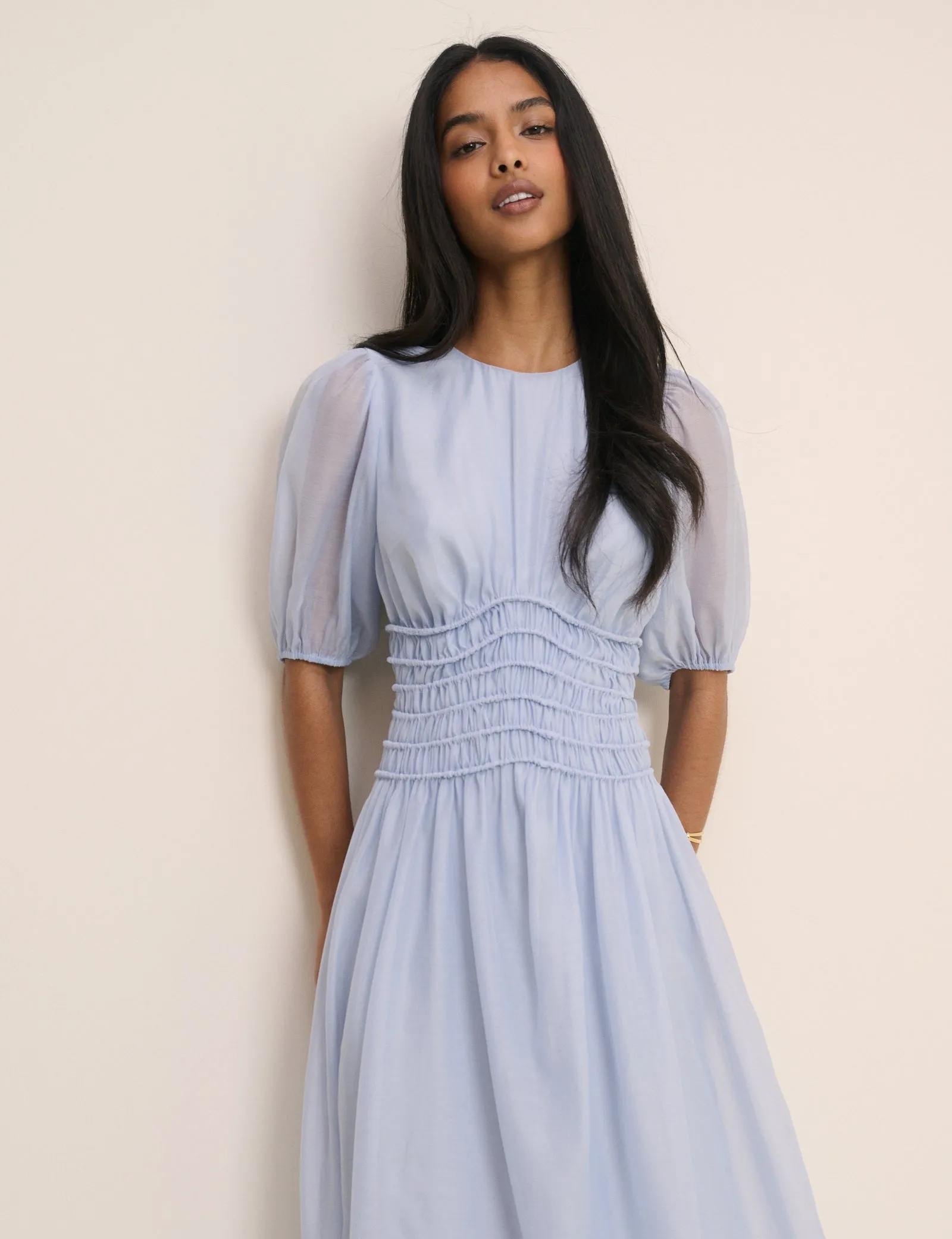 Light Blue Shirred Khloe Maxi Dress sold by Nobody's Child product image thumbnail 2