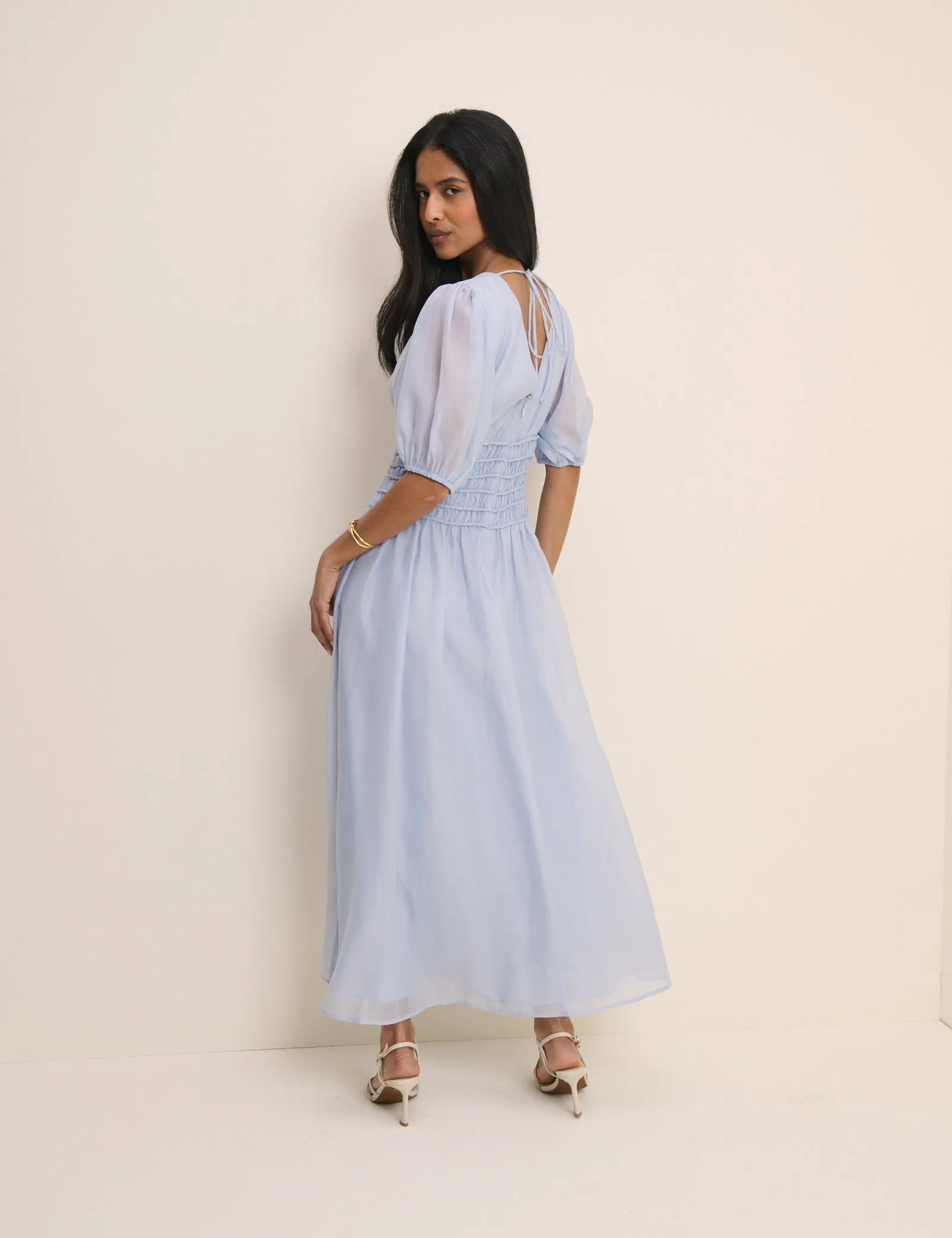 Light Blue Shirred Khloe Maxi Dress sold by Nobody's Child product image thumbnail 5