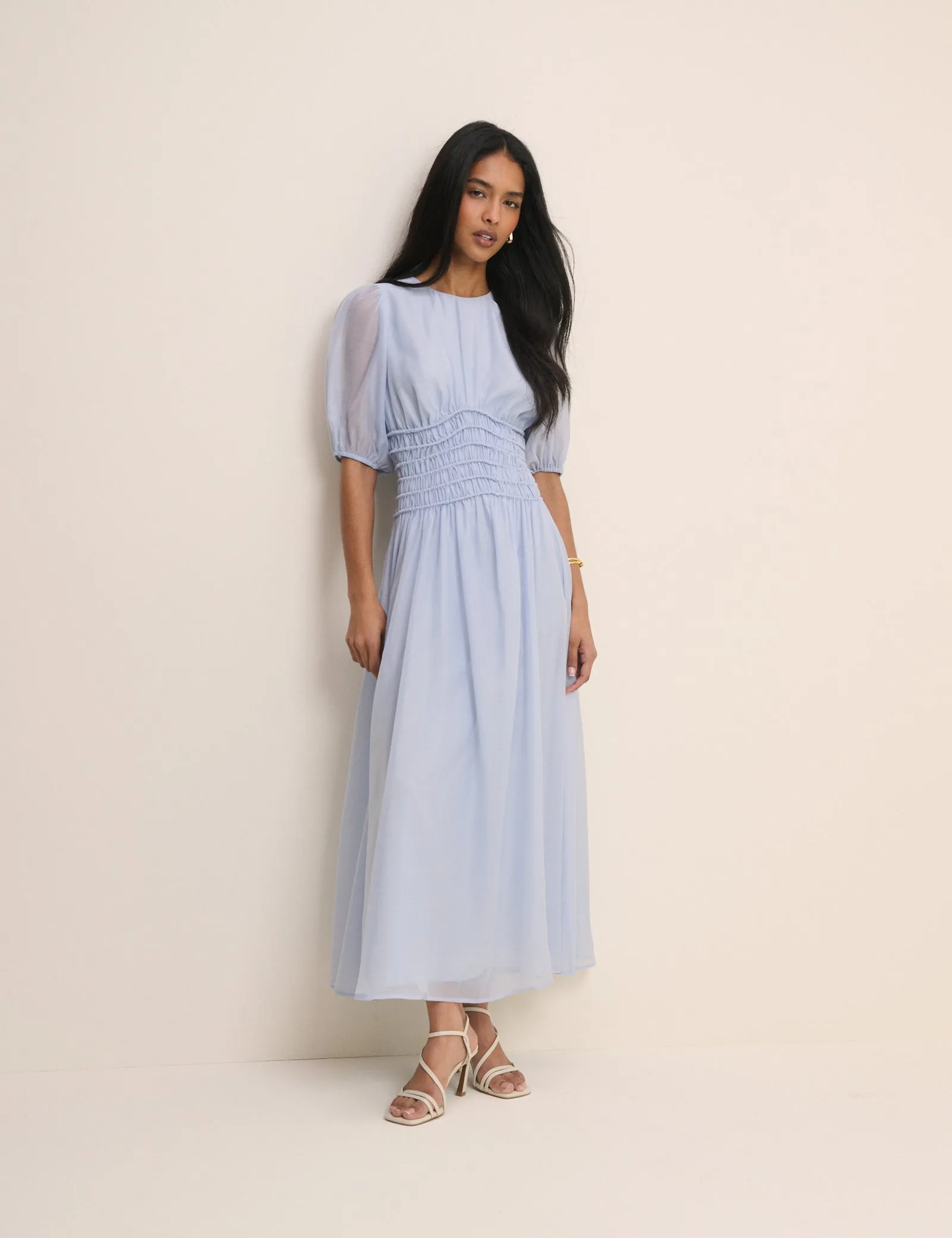 Light Blue Shirred Khloe Maxi Dress sold by Nobody's Child
