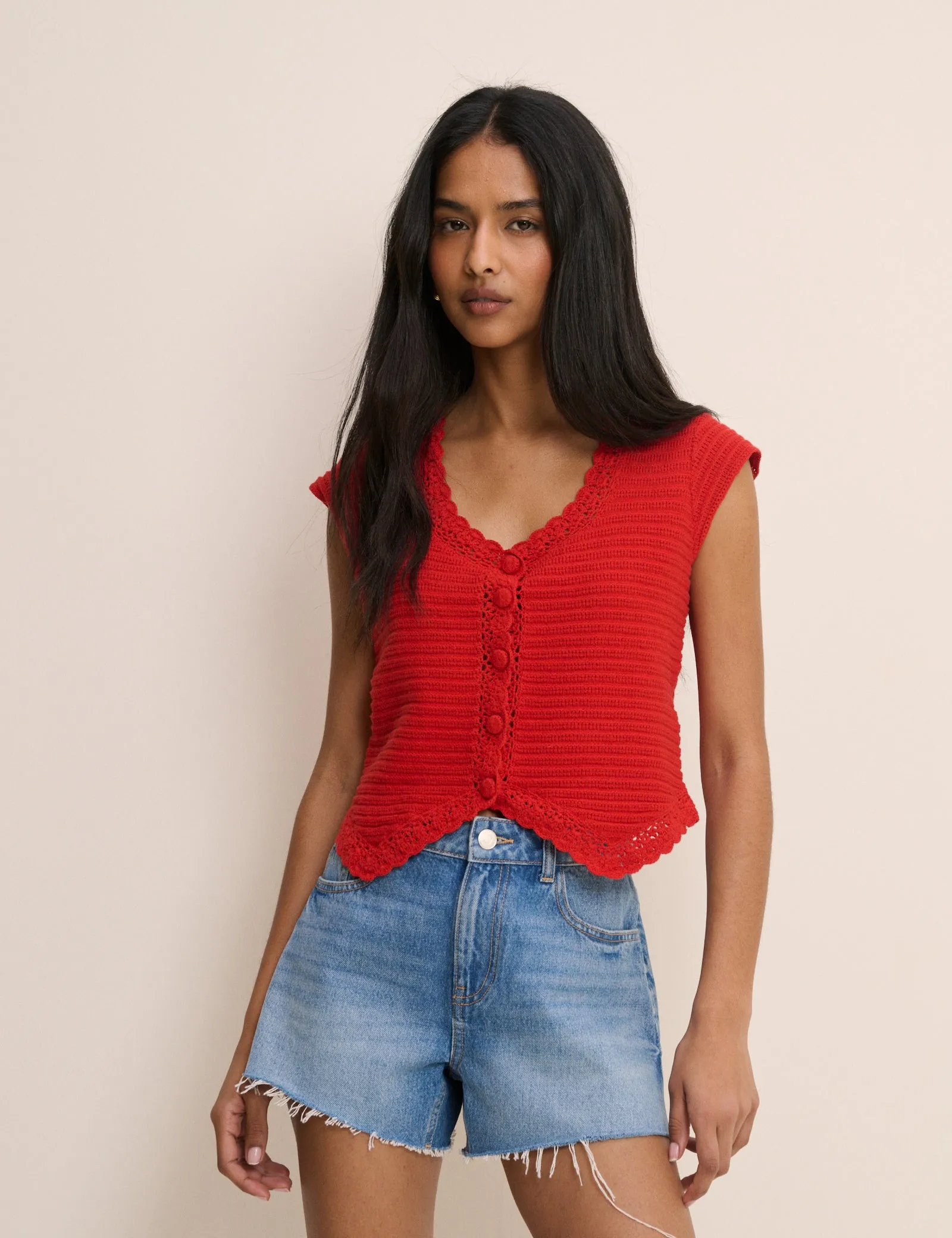 Red Crochet Trim Top sold by Nobody's Child product image thumbnail 2