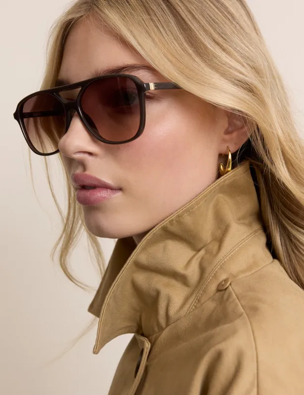 Dark Brown Oversized Aviator Sunglasses made by Nobody's Child