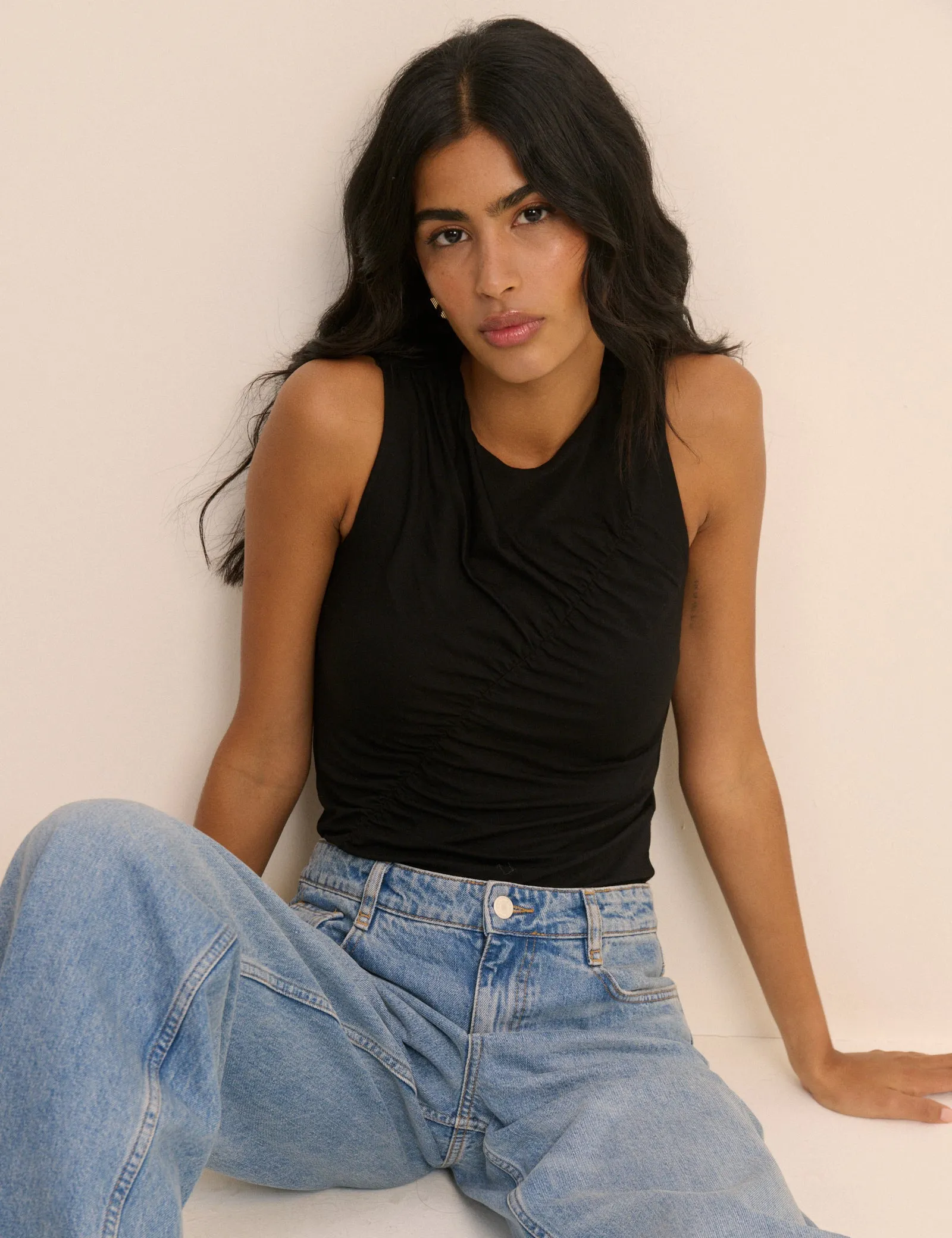Black Sleeveless Ruched Top sold by Nobody's Child product image thumbnail 4