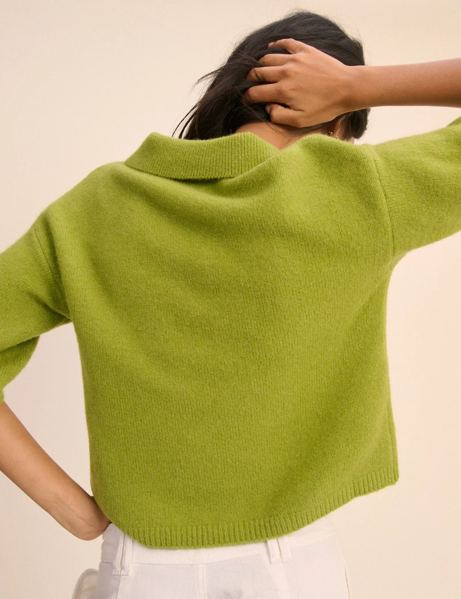 Green Open Collar Polo Knitted Top sold by Nobody's Child product image thumbnail 5