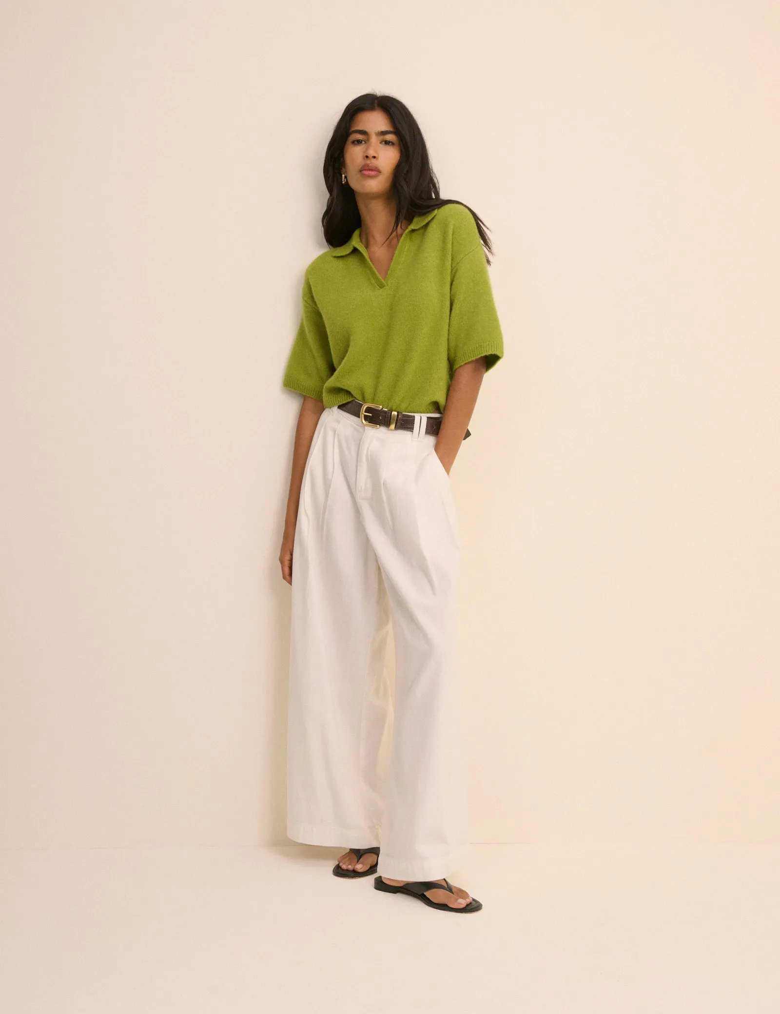 Green Open Collar Polo Knitted Top sold by Nobody's Child product image thumbnail 3